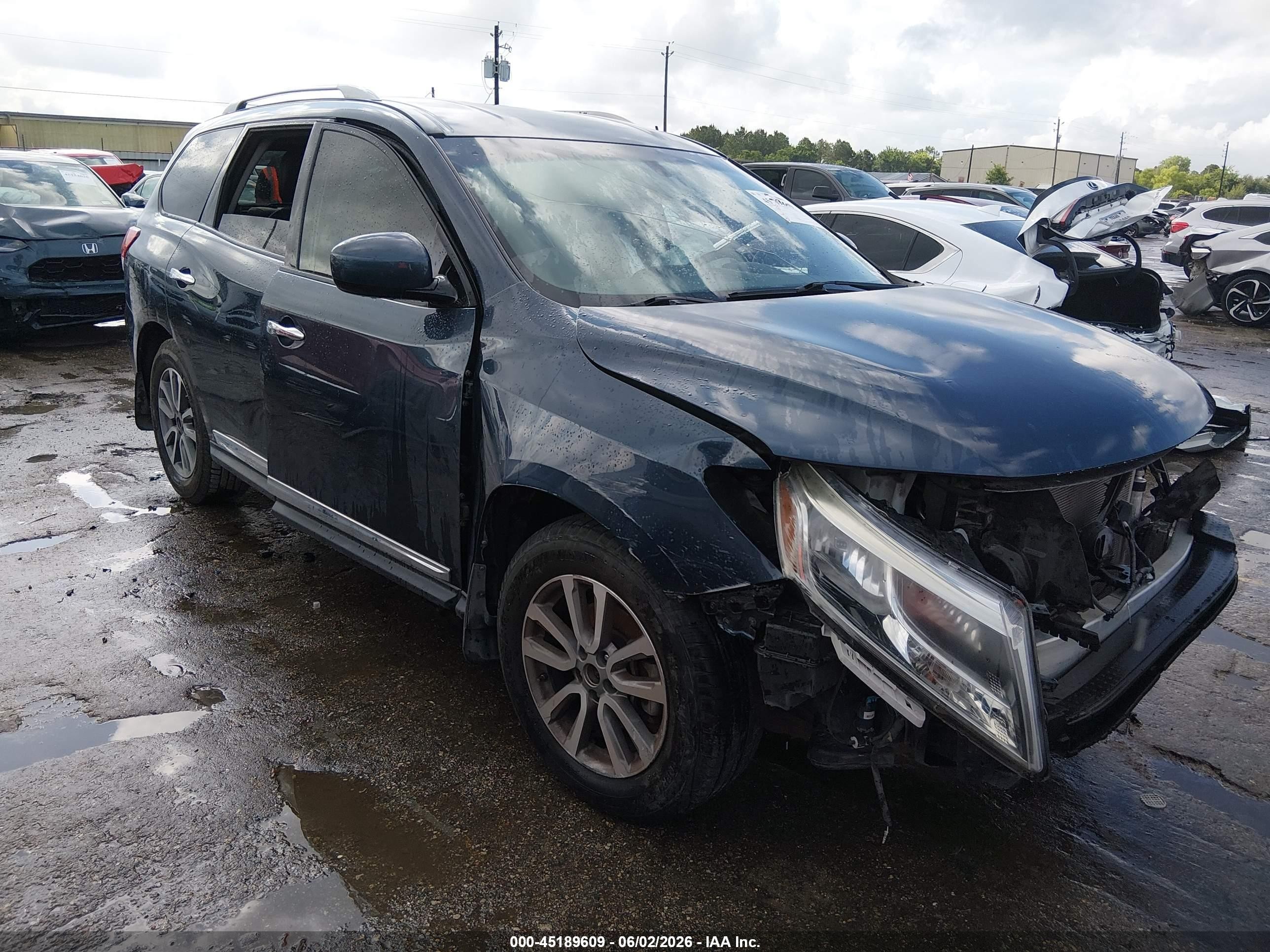 2015 Nissan Pathfinder Sl Blue vin: 5N1AR2MNXFC685607