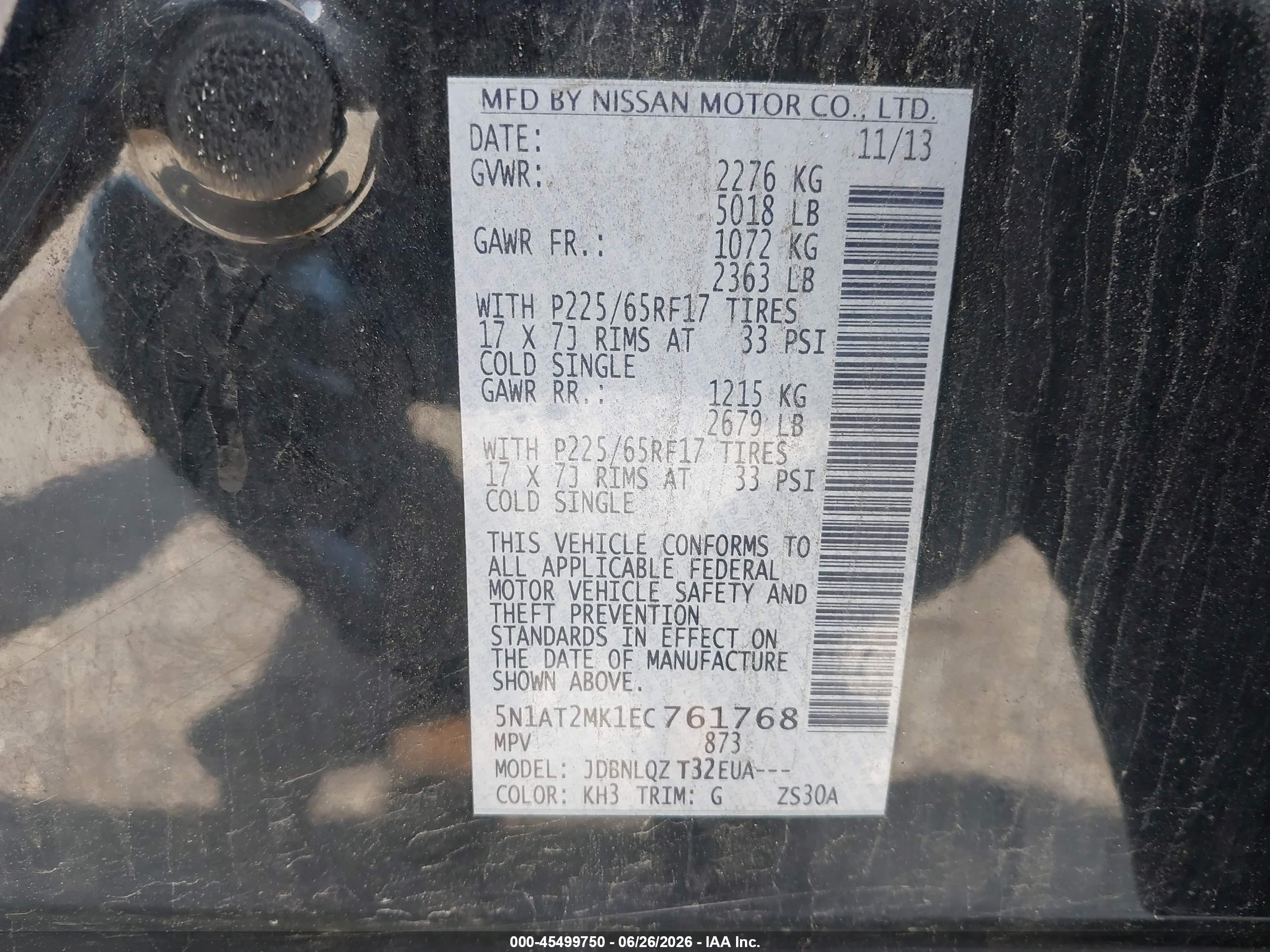 2014 Nissan Rogue Sv Black vin: 5N1AT2MK1EC761768