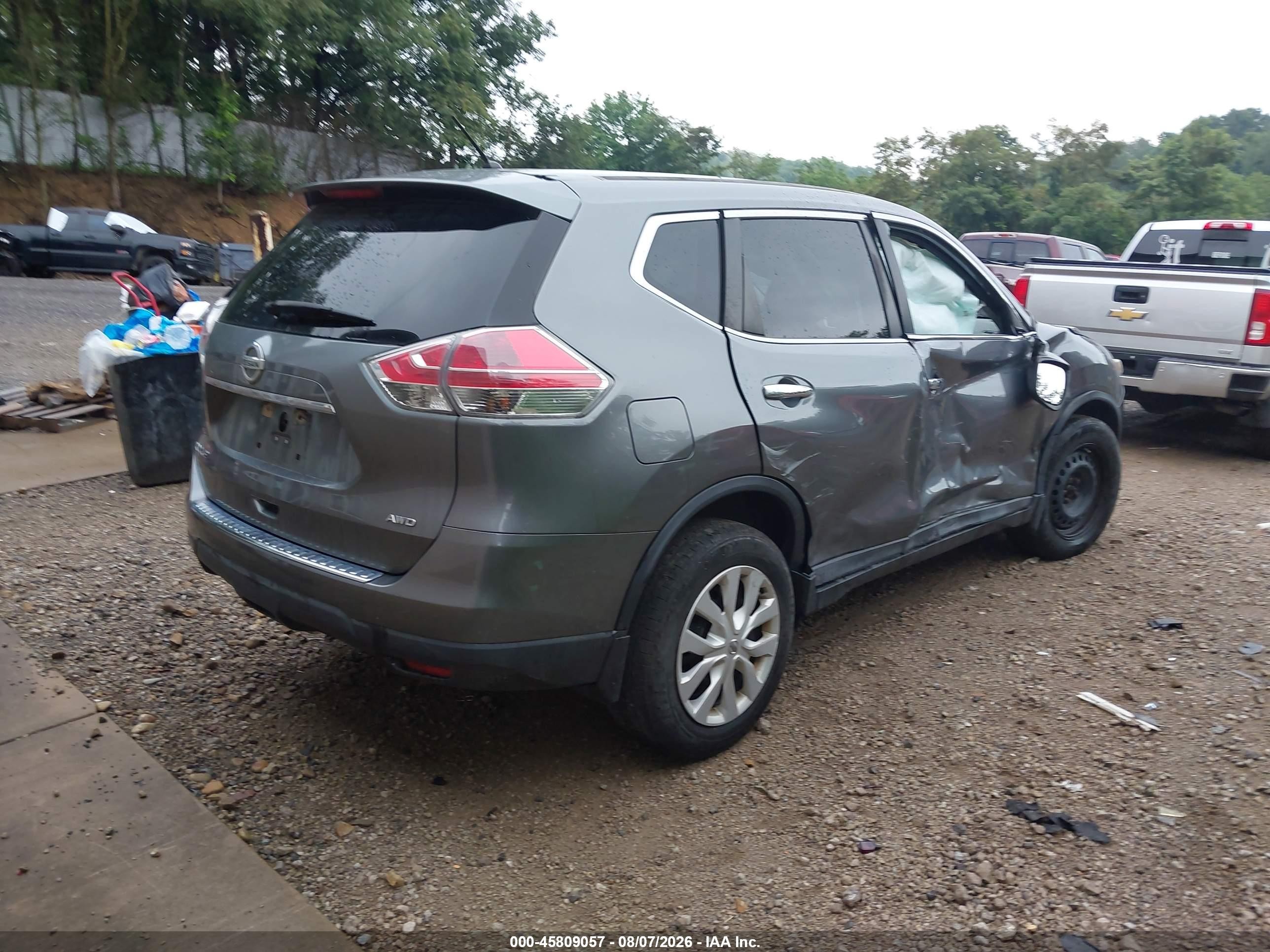 2015 Nissan Rogue S Gray vin: 5N1AT2MK1FC786669