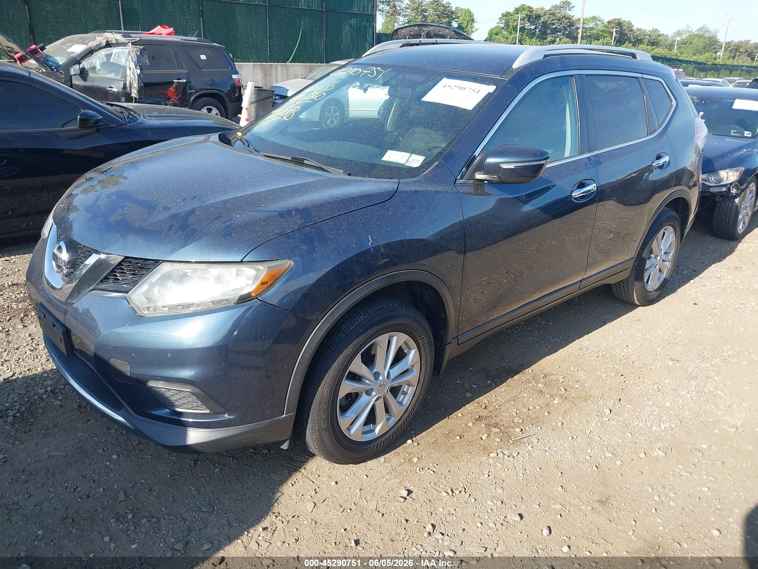 2015 Nissan Rogue Sv Blue vin: 5N1AT2MK4FC853832