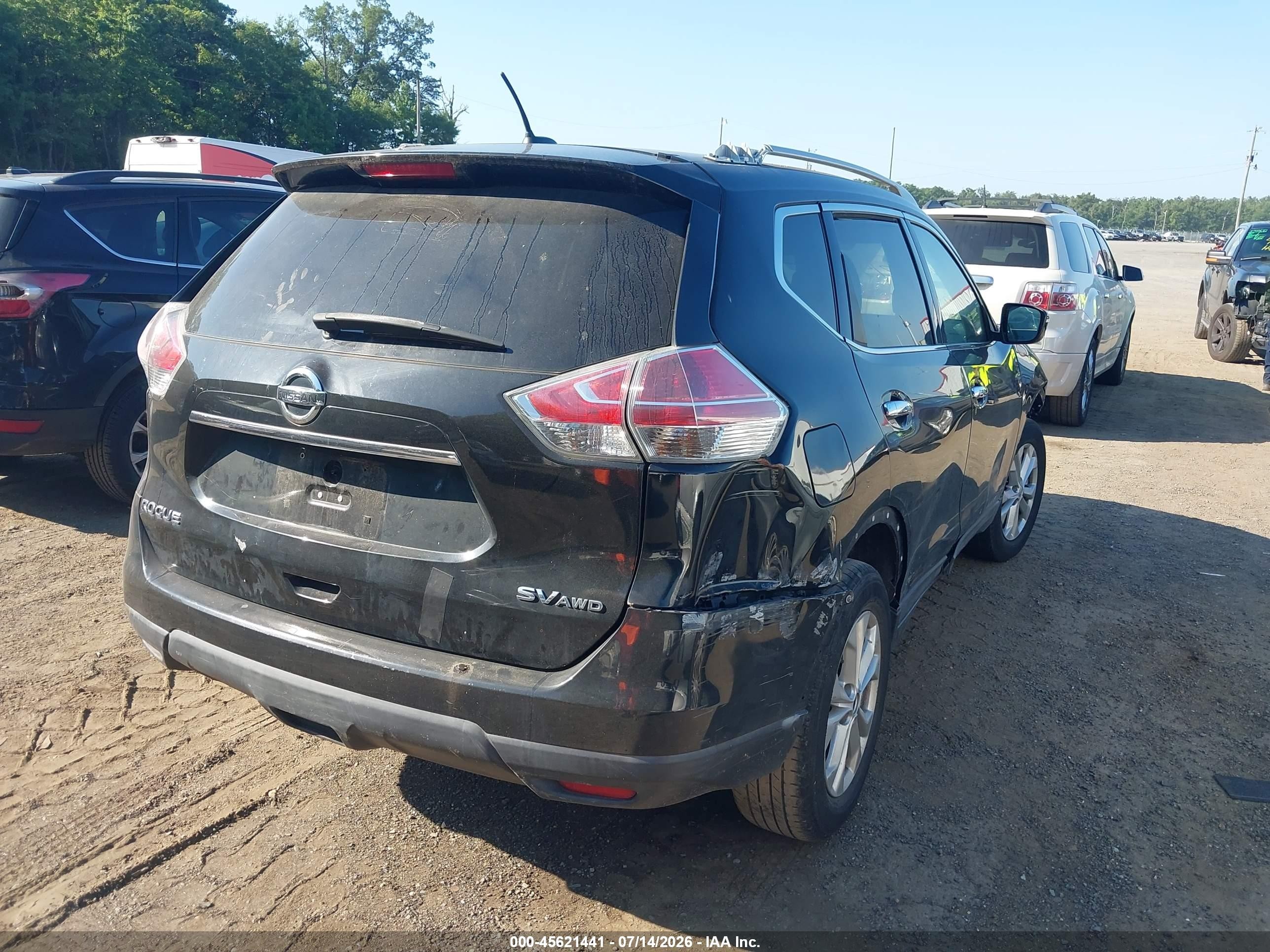 2015 Nissan Rogue Sv Black vin: 5N1AT2MK7FC884637