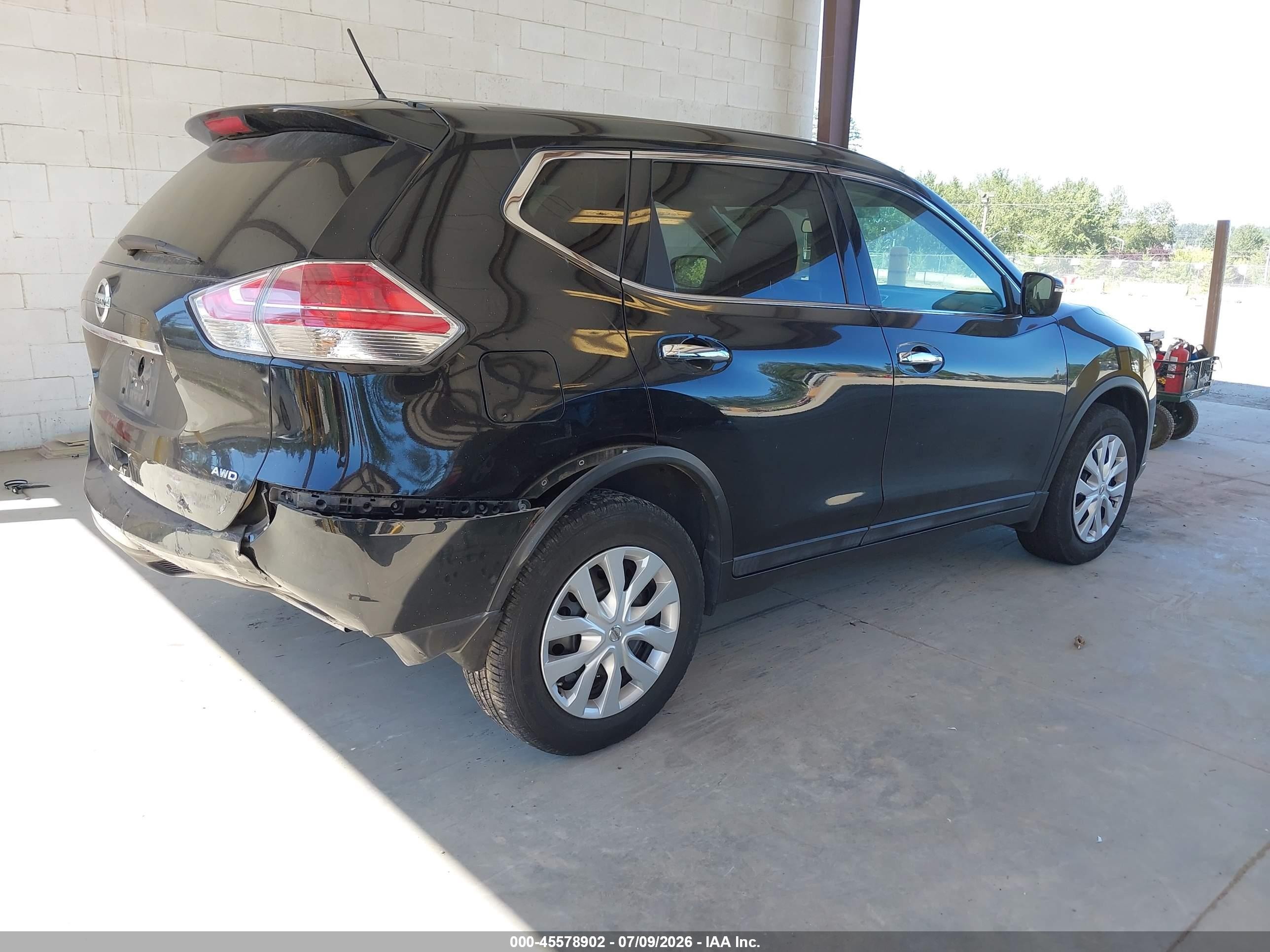2015 Nissan Rogue S Black vin: 5N1AT2MK7FC902960