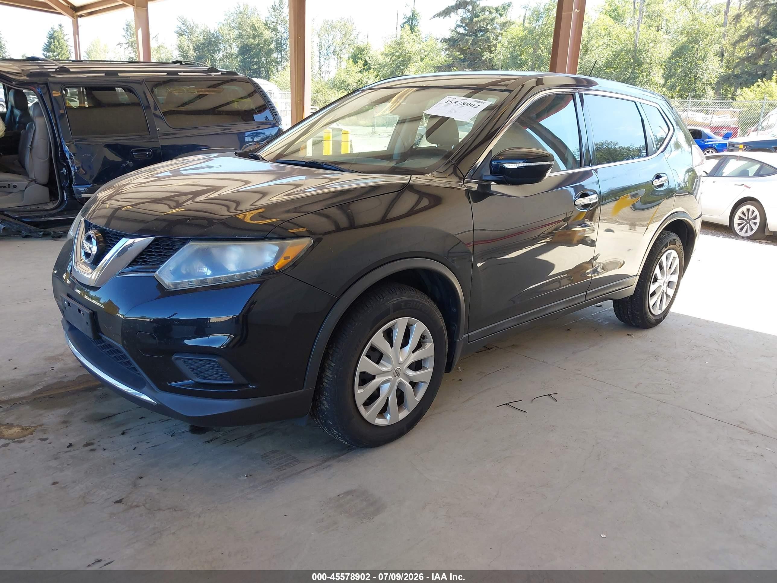 2015 Nissan Rogue S Black vin: 5N1AT2MK7FC902960
