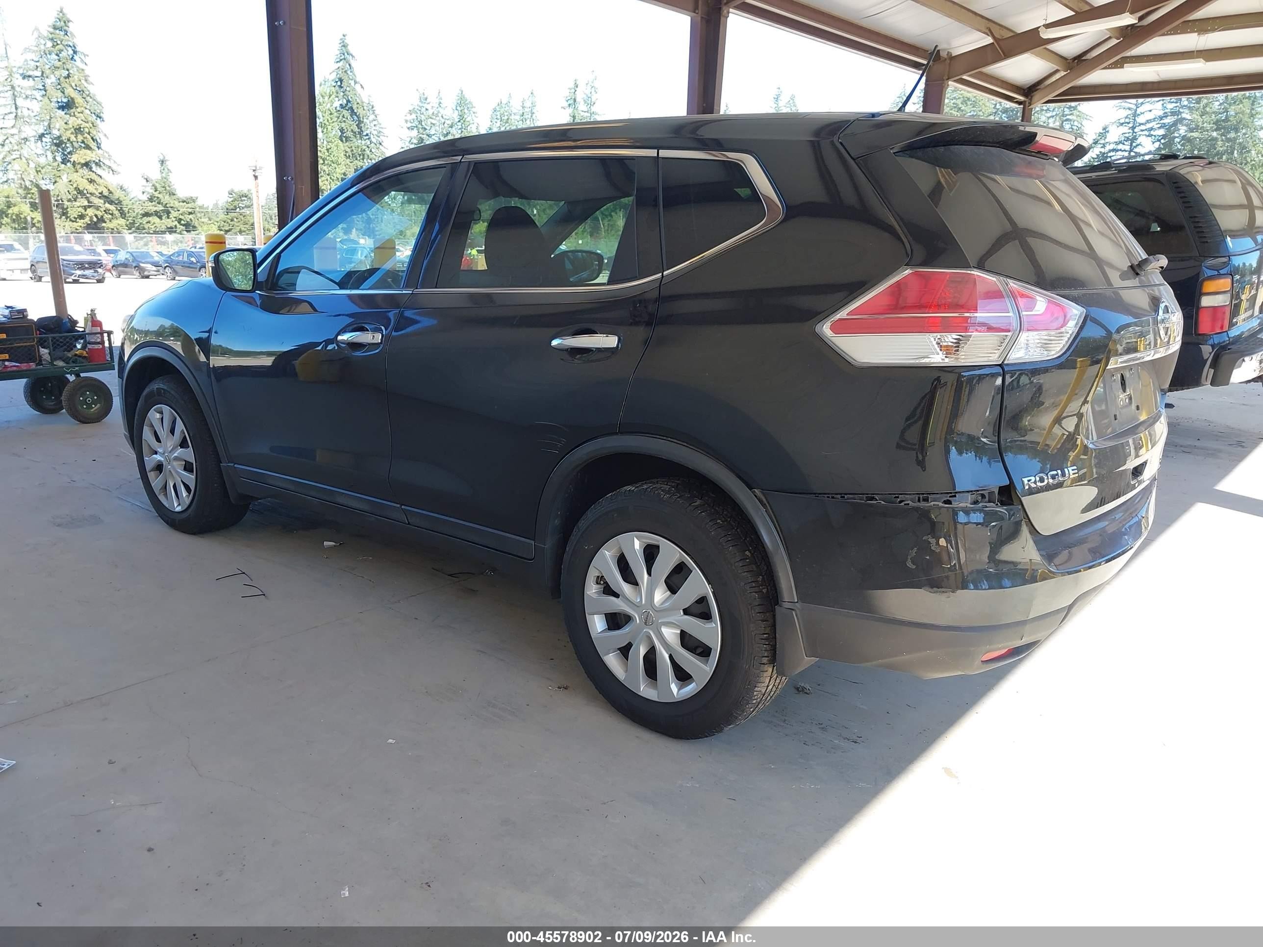 2015 Nissan Rogue S Black vin: 5N1AT2MK7FC902960