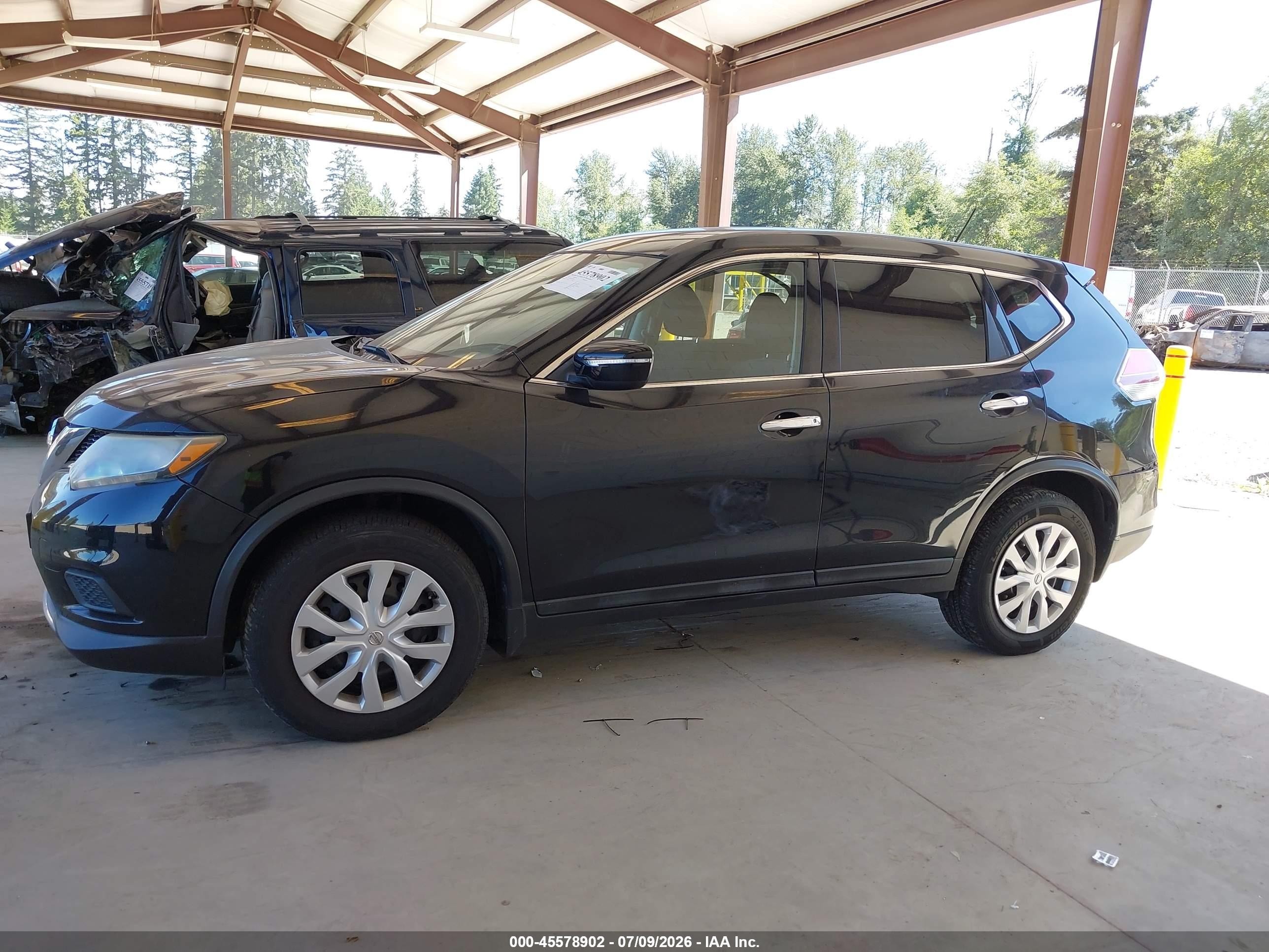 2015 Nissan Rogue S Black vin: 5N1AT2MK7FC902960