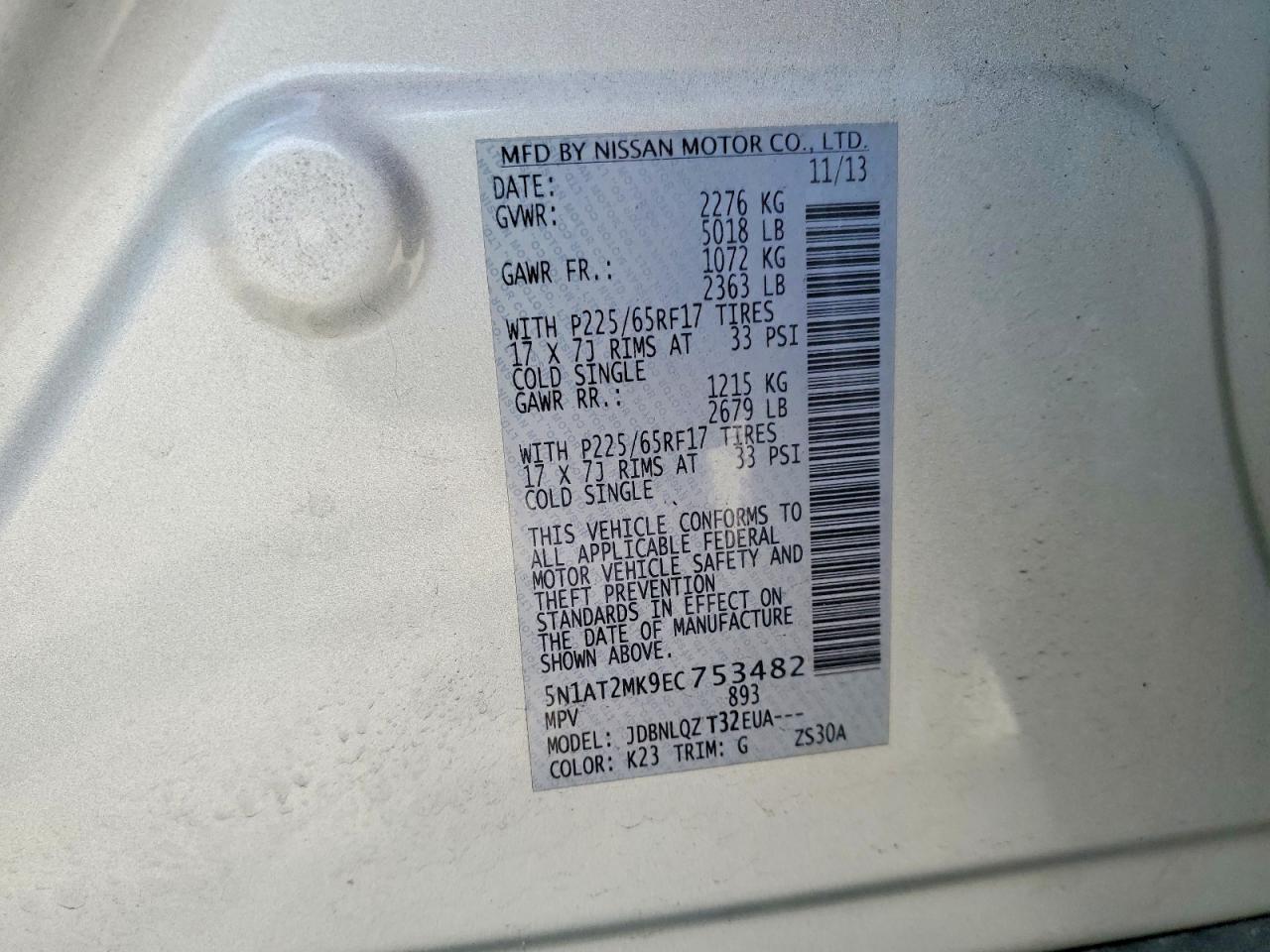 2014 Nissan Rogue Sv Silver vin: 5N1AT2MK9EC753482