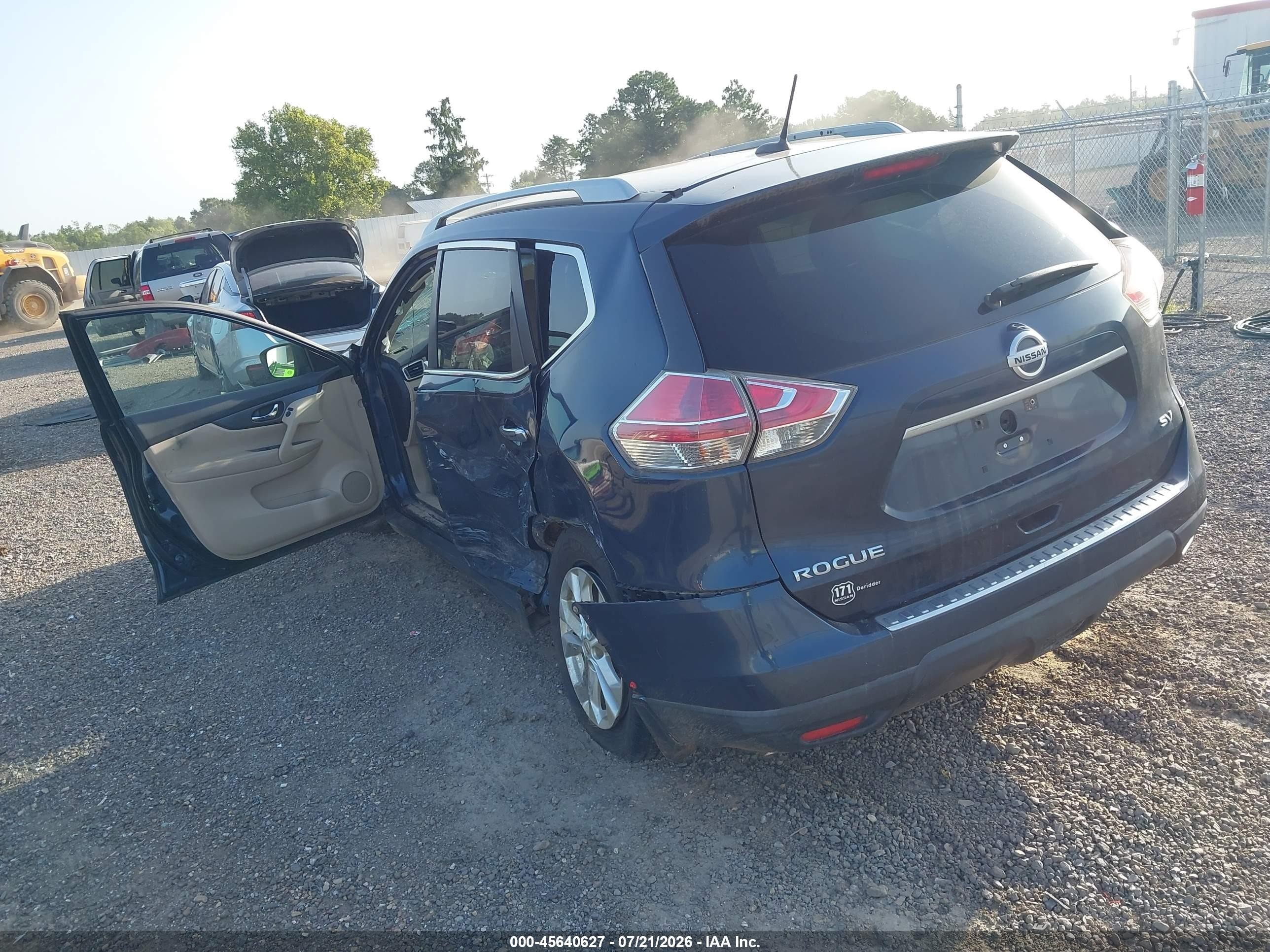 2015 Nissan Rogue Sv Синий vin: 5N1AT2ML0FC828211