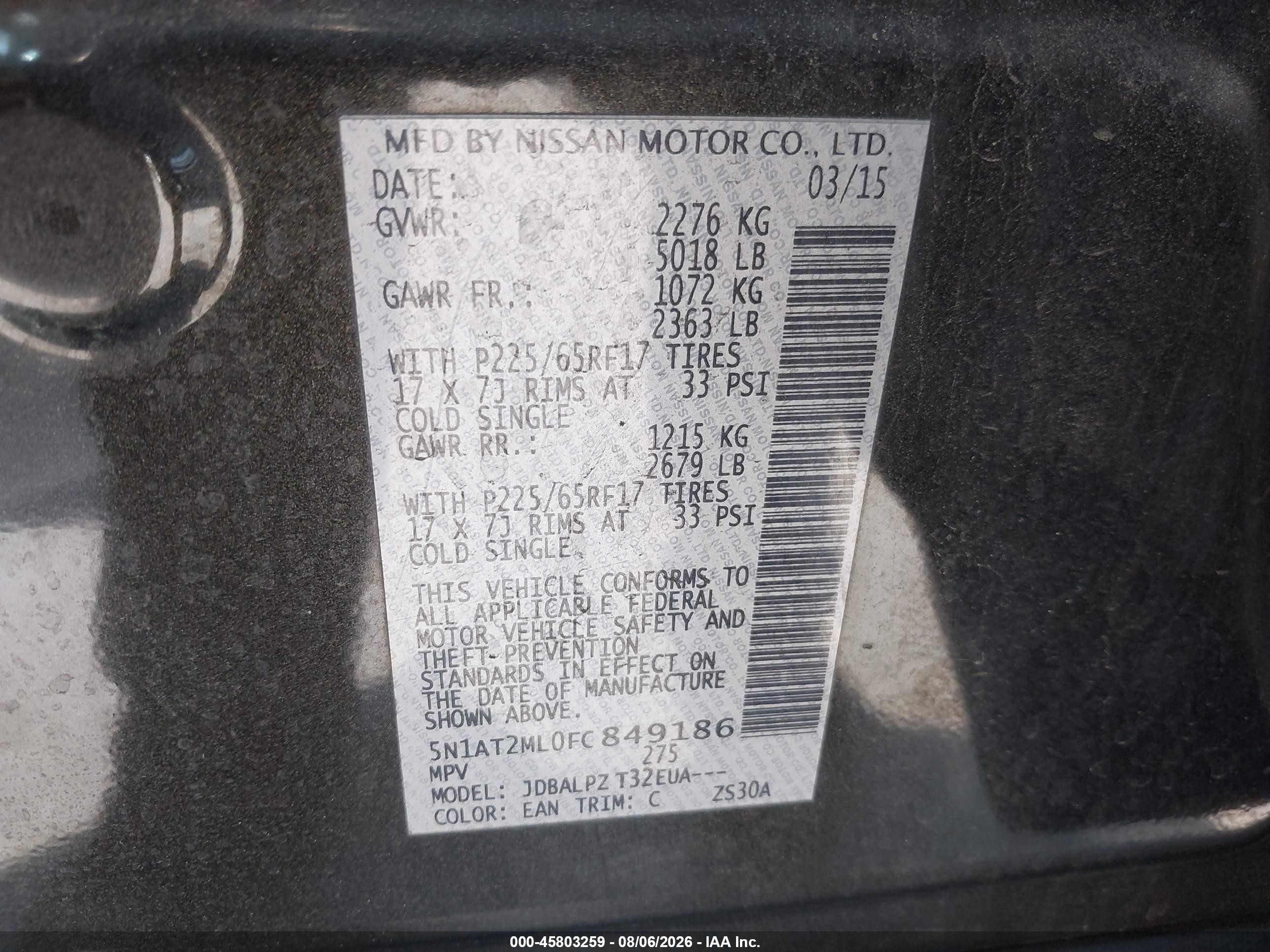 2015 Nissan Rogue S Green vin: 5N1AT2ML0FC849186