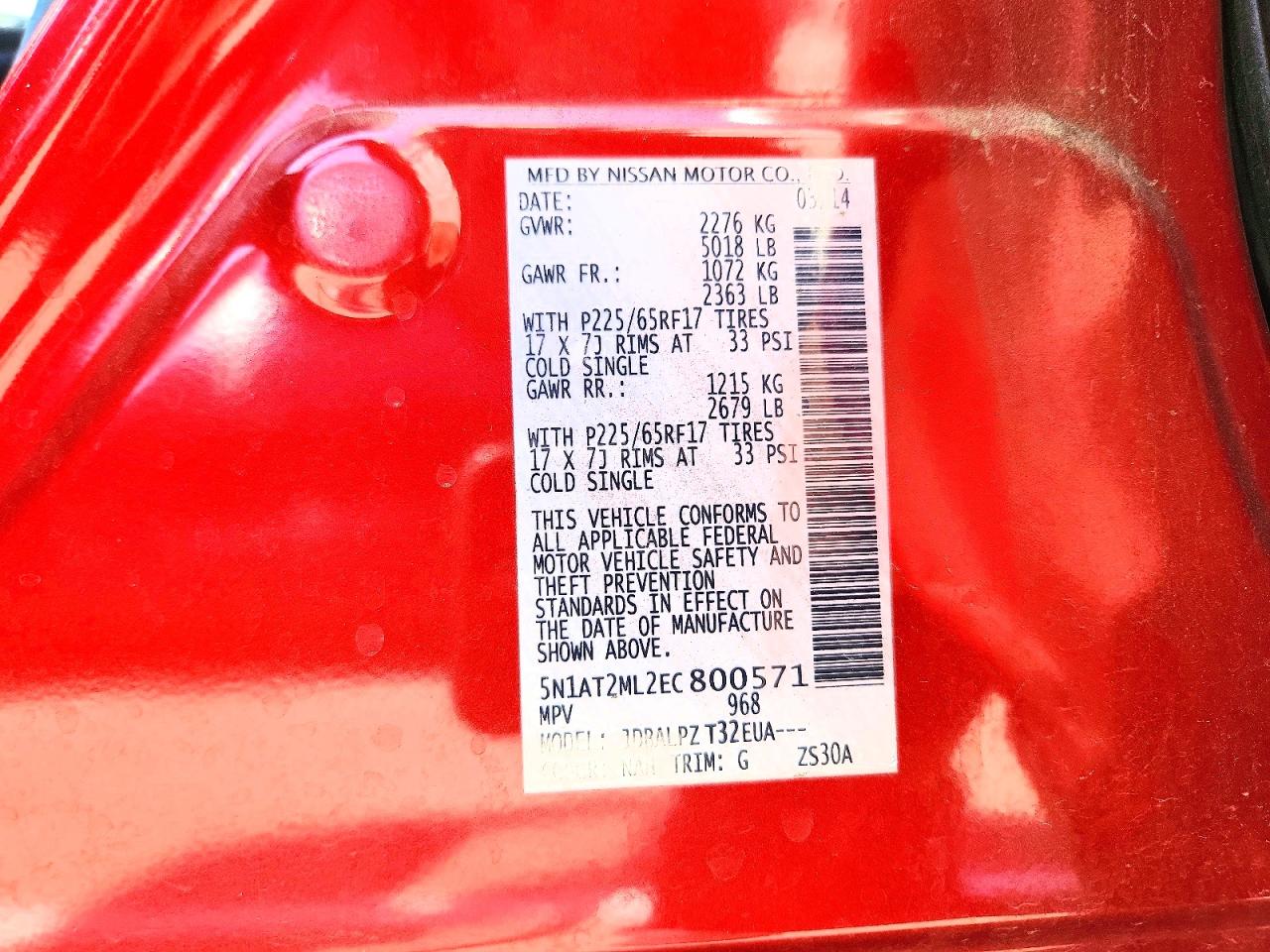 2014 Nissan Rogue S Red vin: 5N1AT2ML2EC800571