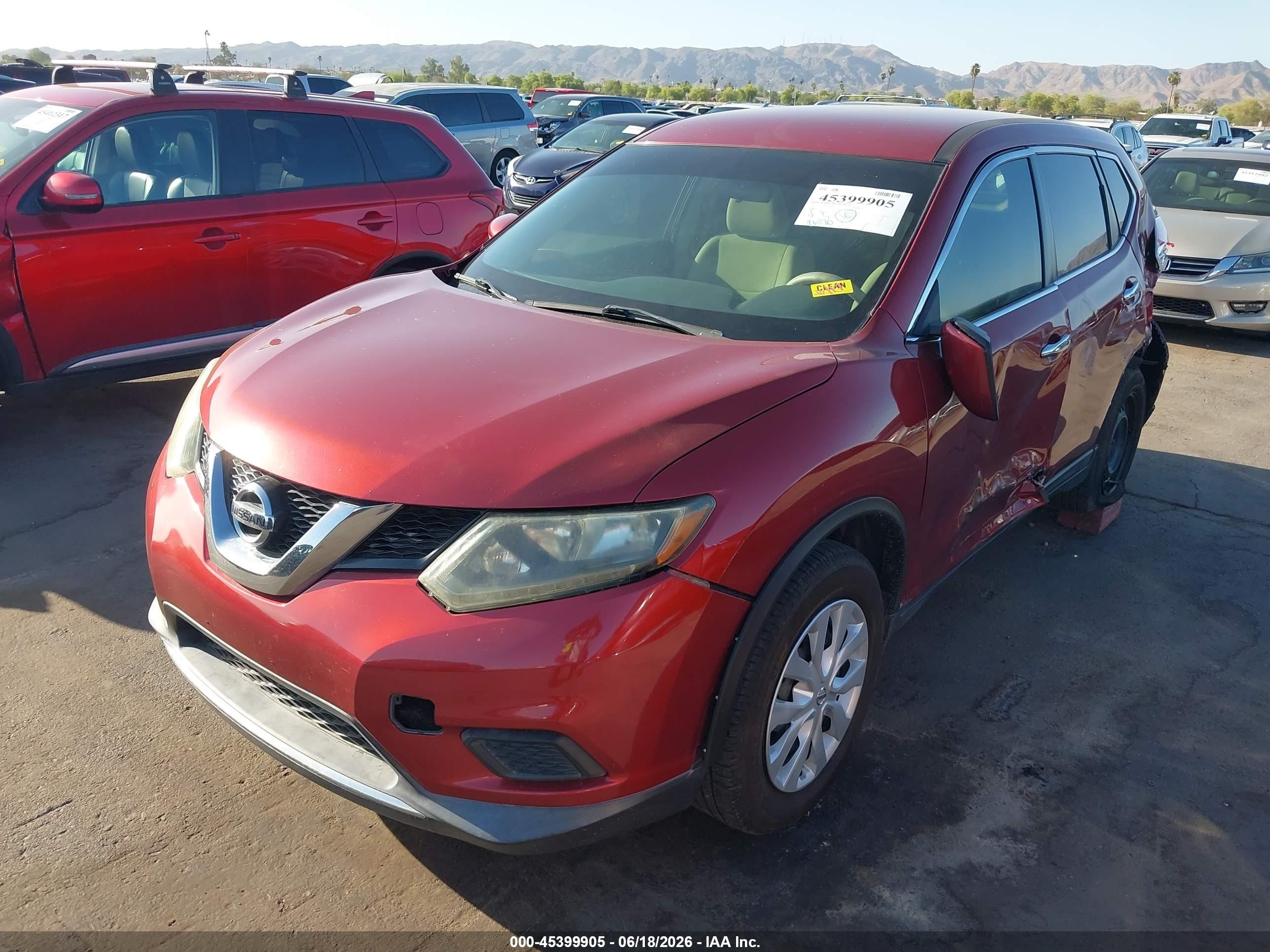 2015 Nissan Rogue S Red vin: 5N1AT2ML2FC914331