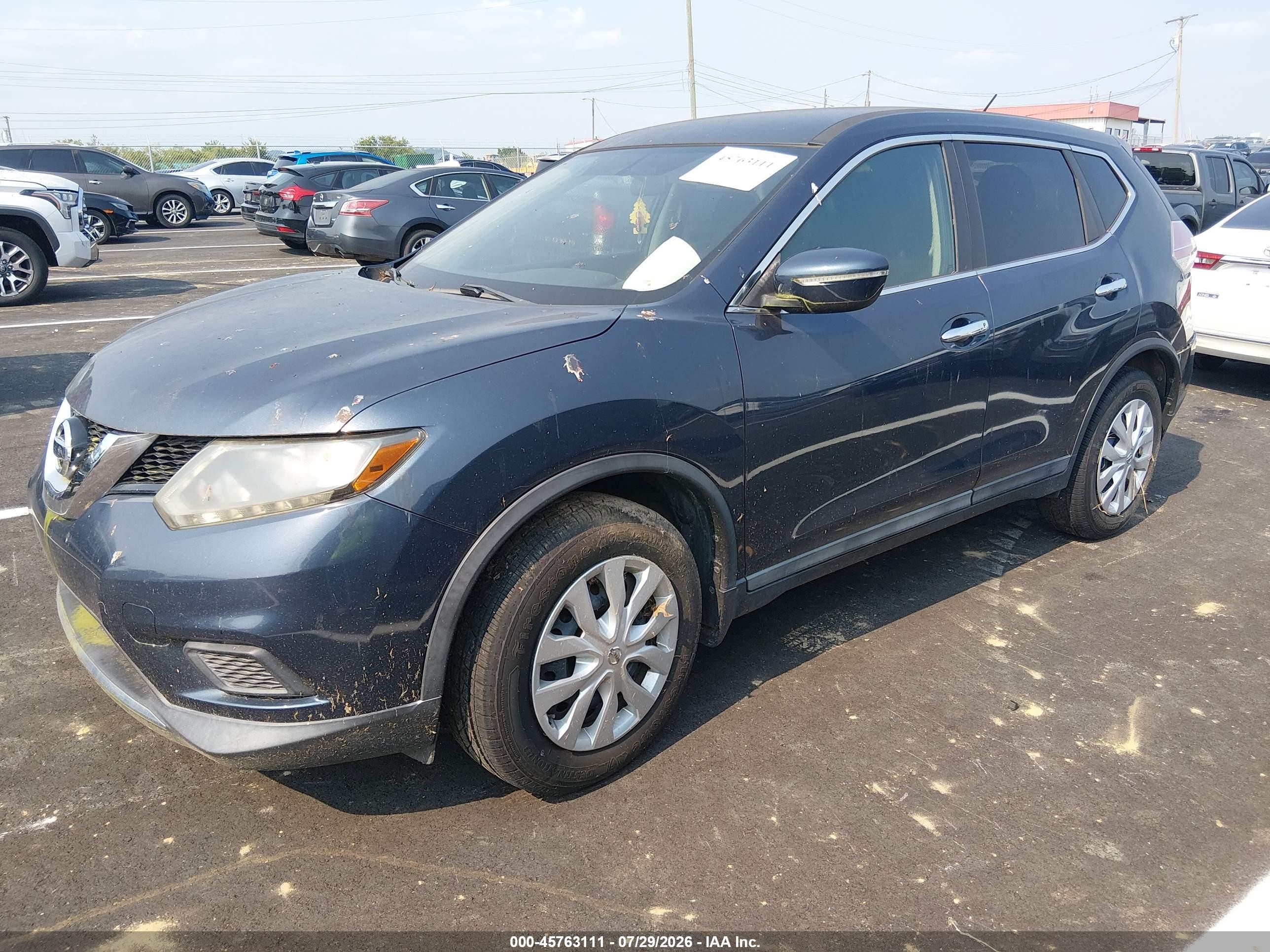 2015 Nissan Rogue S Blue vin: 5N1AT2MLXFC810508