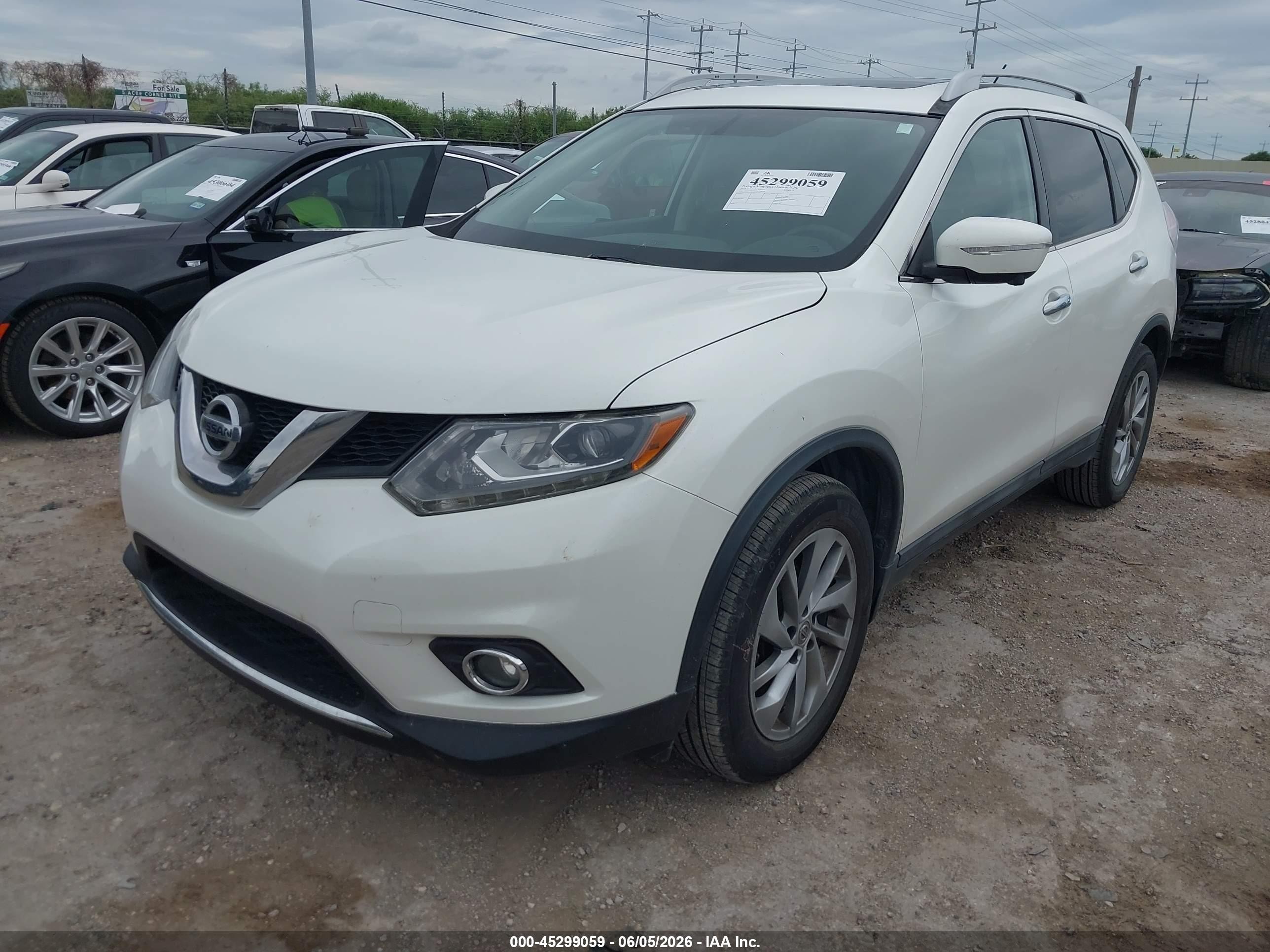 2015 Nissan Rogue Sl White vin: 5N1AT2MT0FC754594