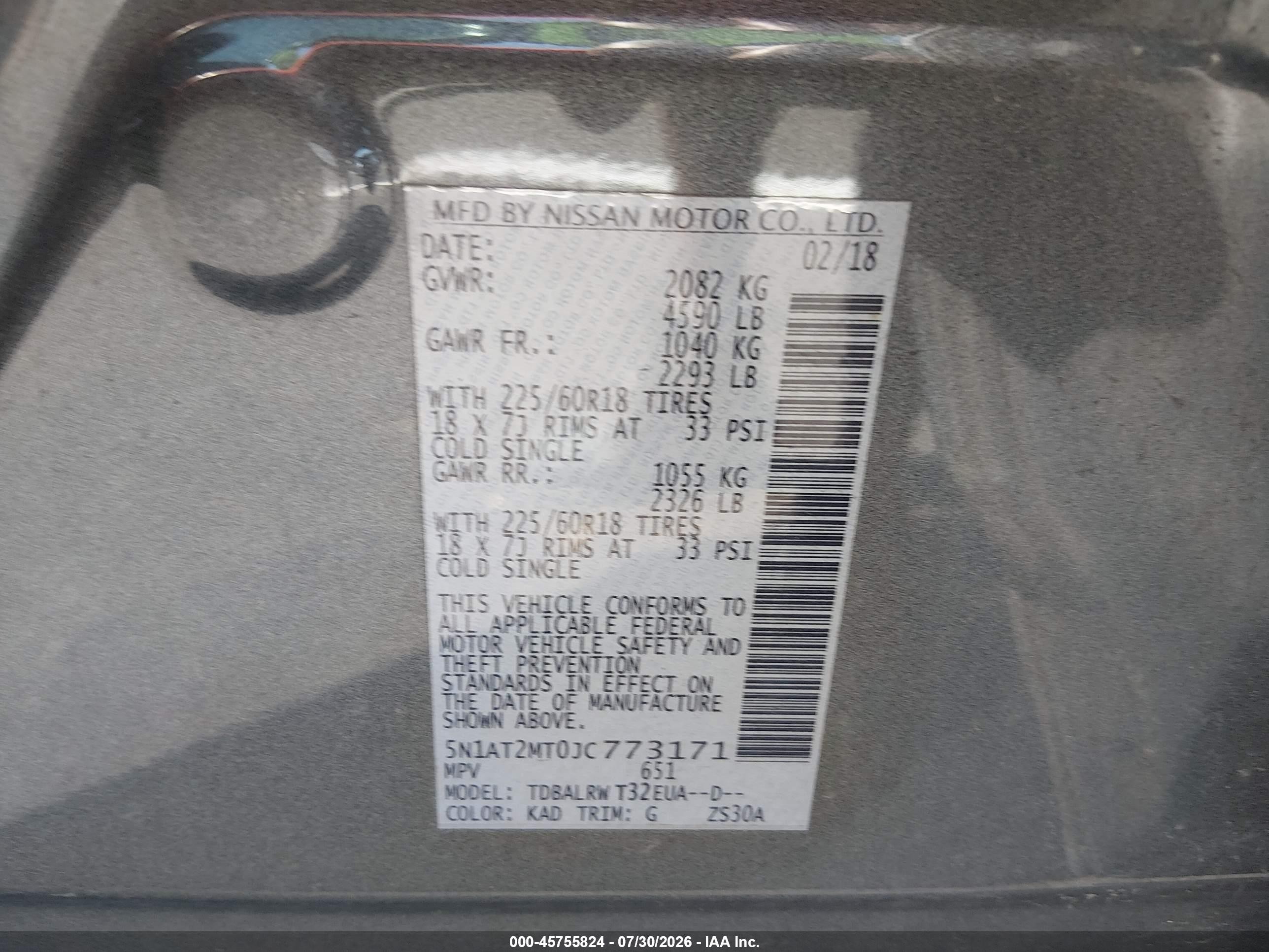2018 Nissan Rogue Sl Gray vin: 5N1AT2MT0JC773171