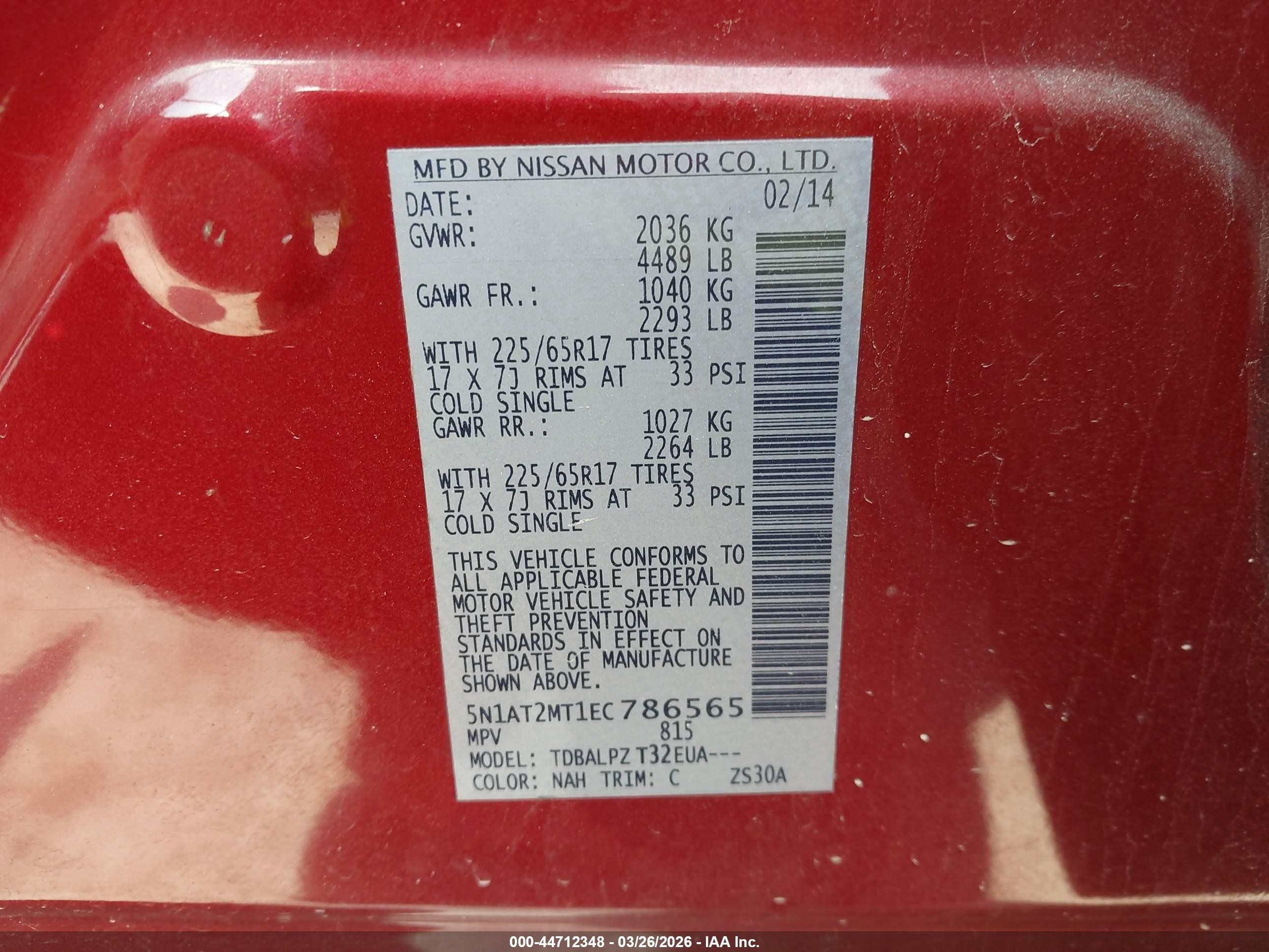 2014 Nissan Rogue S Red vin: 5N1AT2MT1EC786565