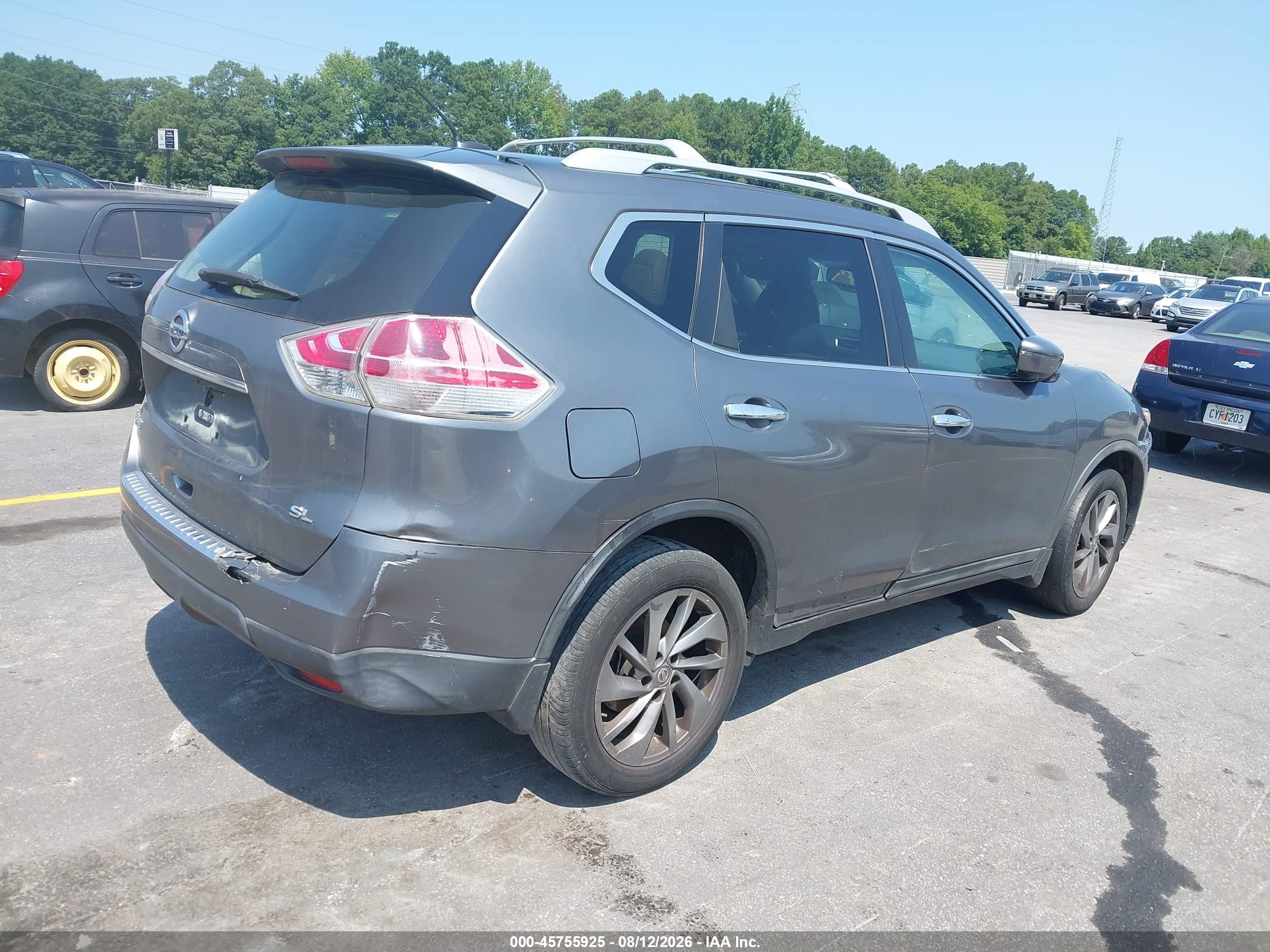 2015 Nissan Rogue Sl Gray vin: 5N1AT2MT1FC873495