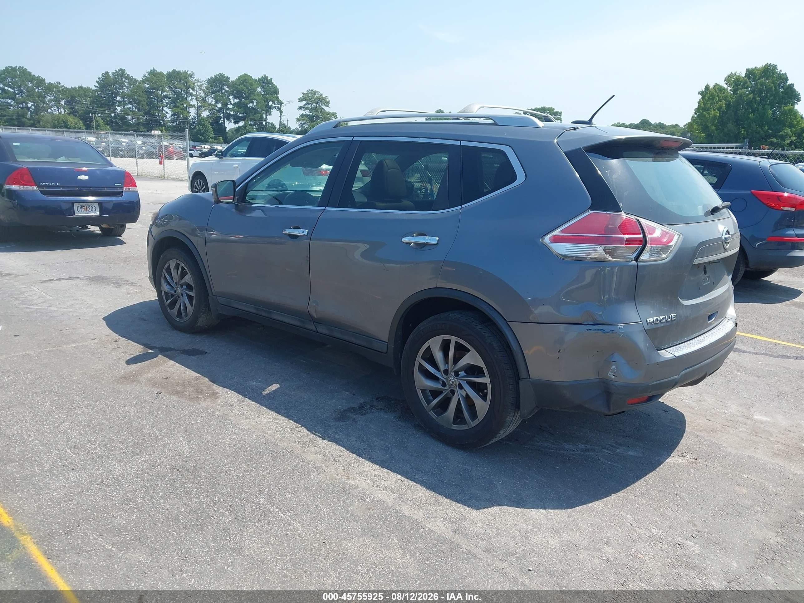 2015 Nissan Rogue Sl Gray vin: 5N1AT2MT1FC873495