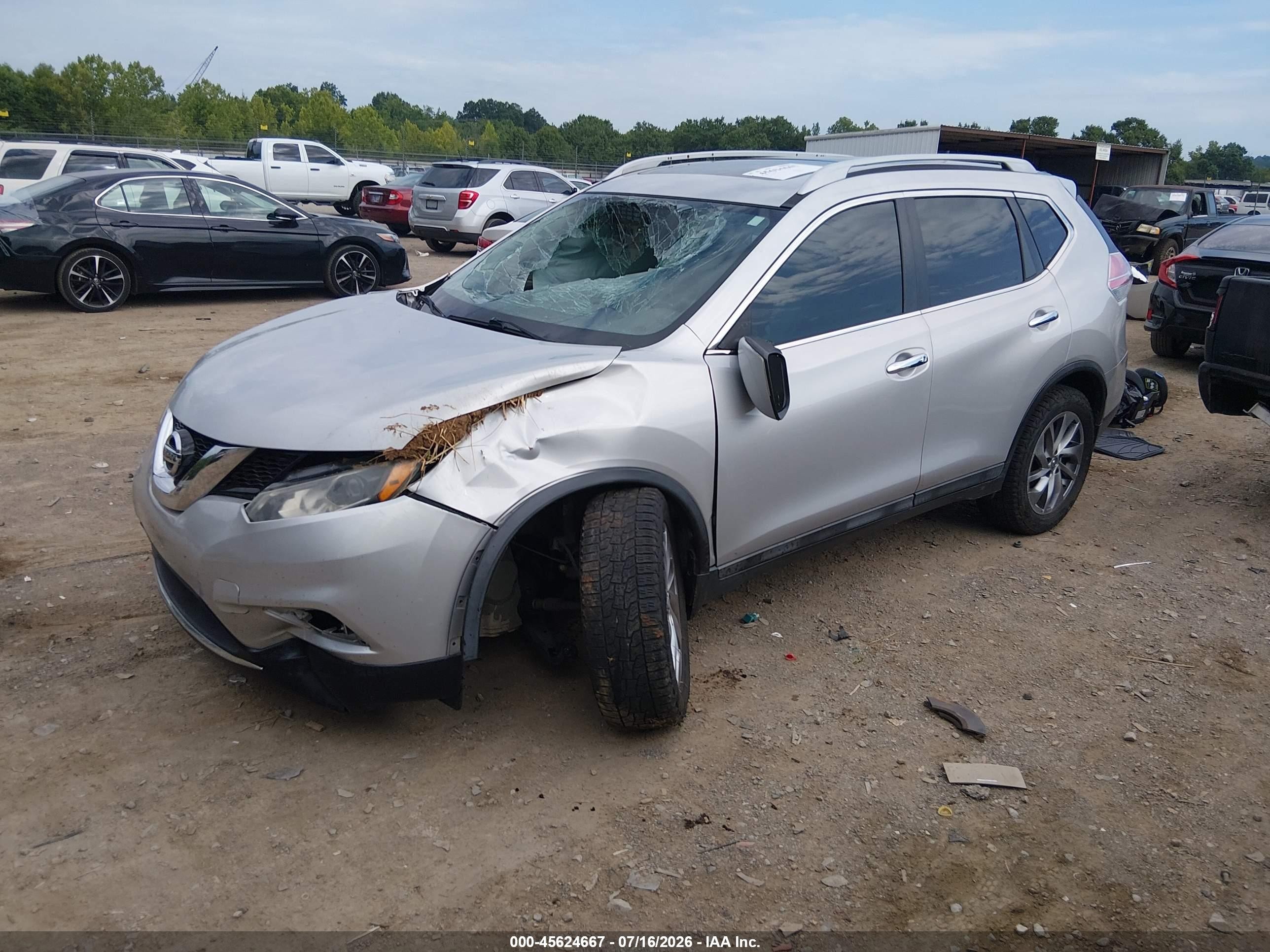 2015 Nissan Rogue Sl Silver vin: 5N1AT2MT1FC900758