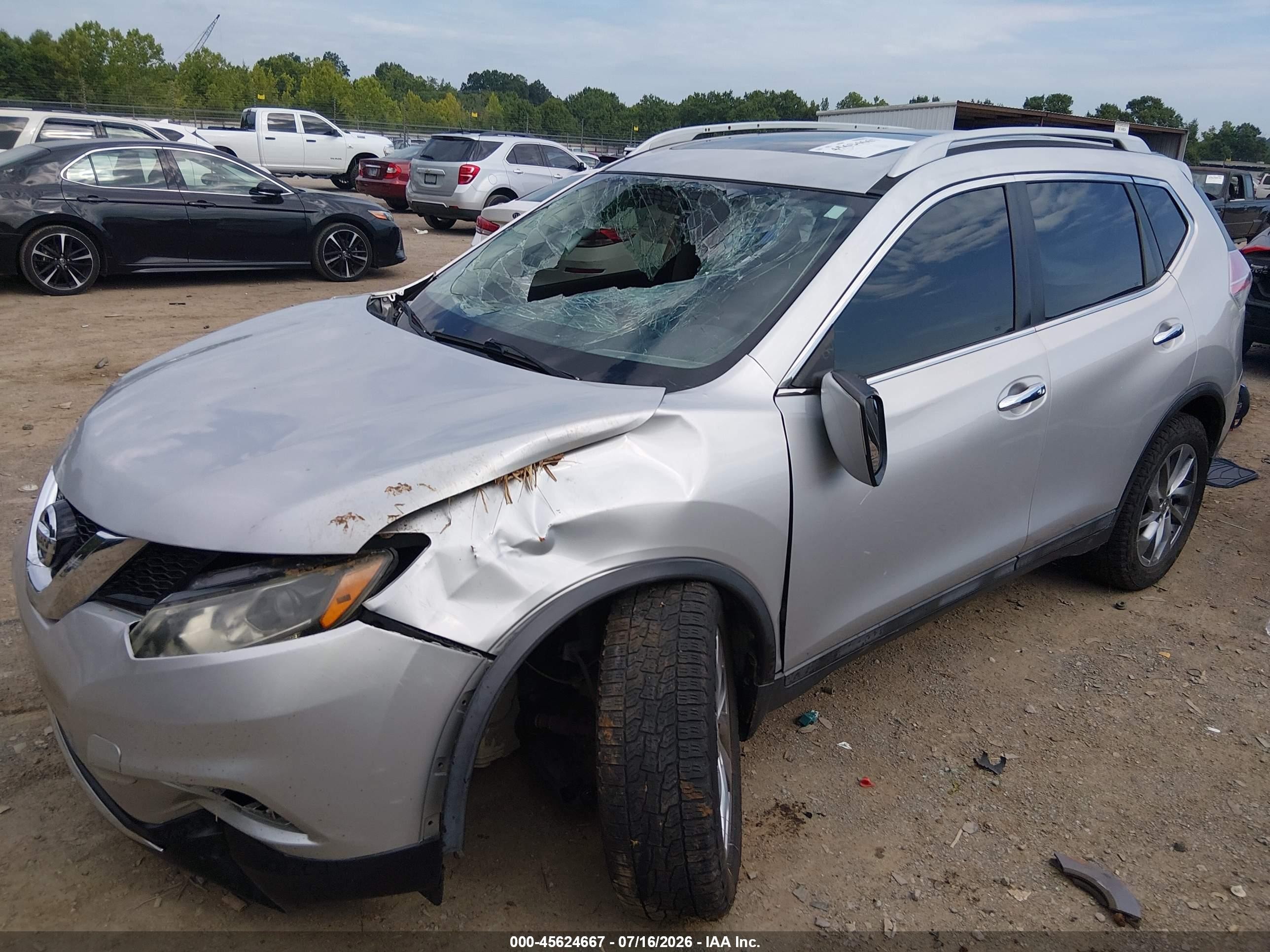 2015 Nissan Rogue Sl Silver vin: 5N1AT2MT1FC900758