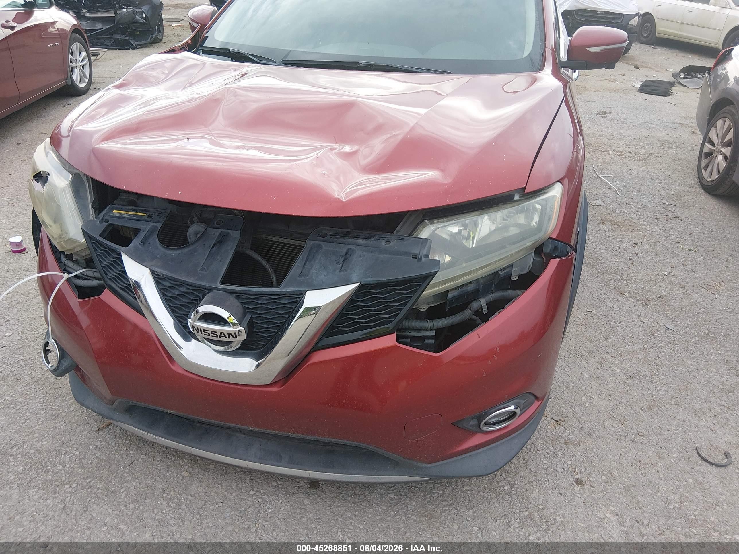 2014 Nissan Rogue Sl Red vin: 5N1AT2MT2EC752411