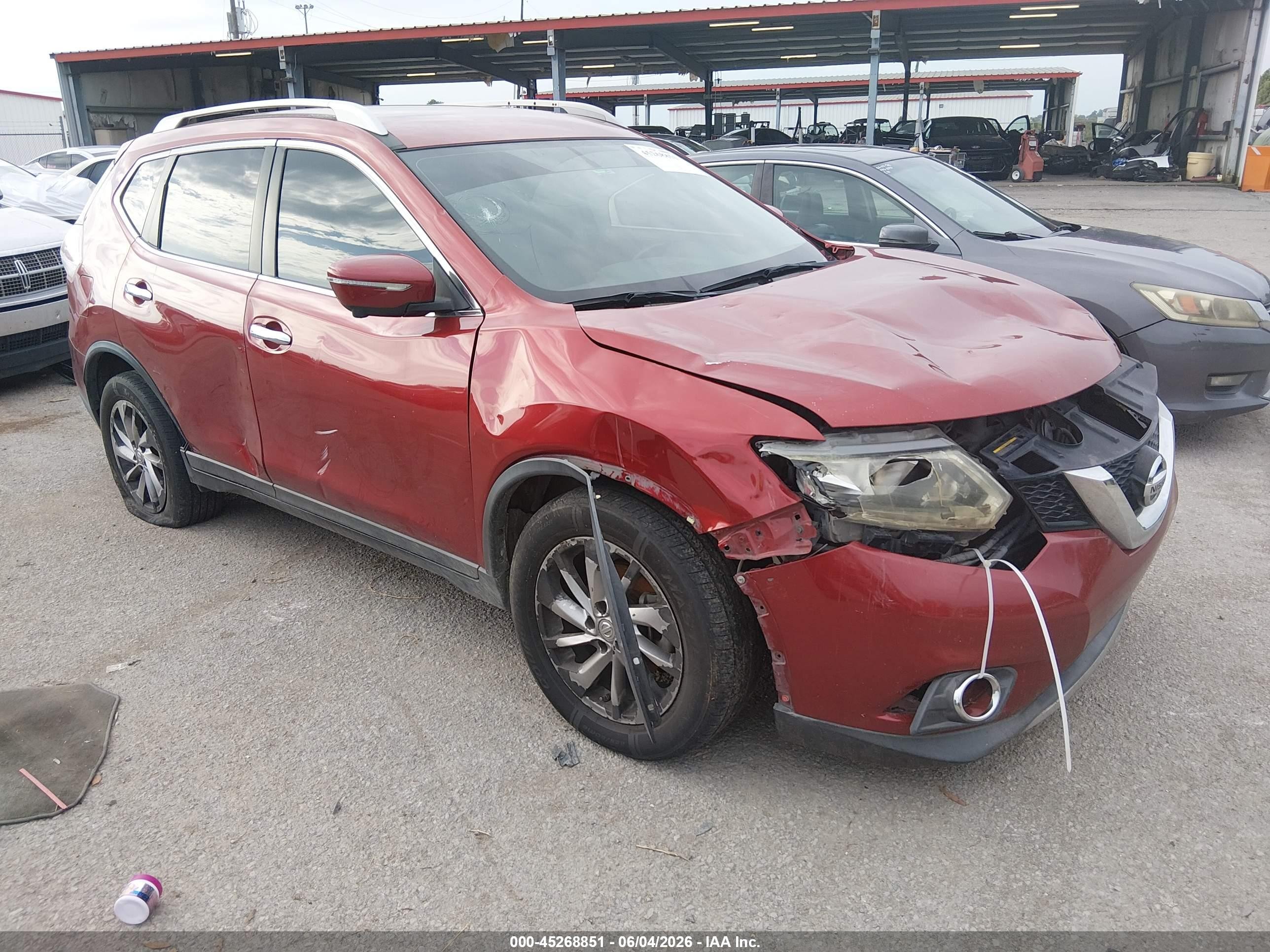 2014 Nissan Rogue Sl Red vin: 5N1AT2MT2EC752411