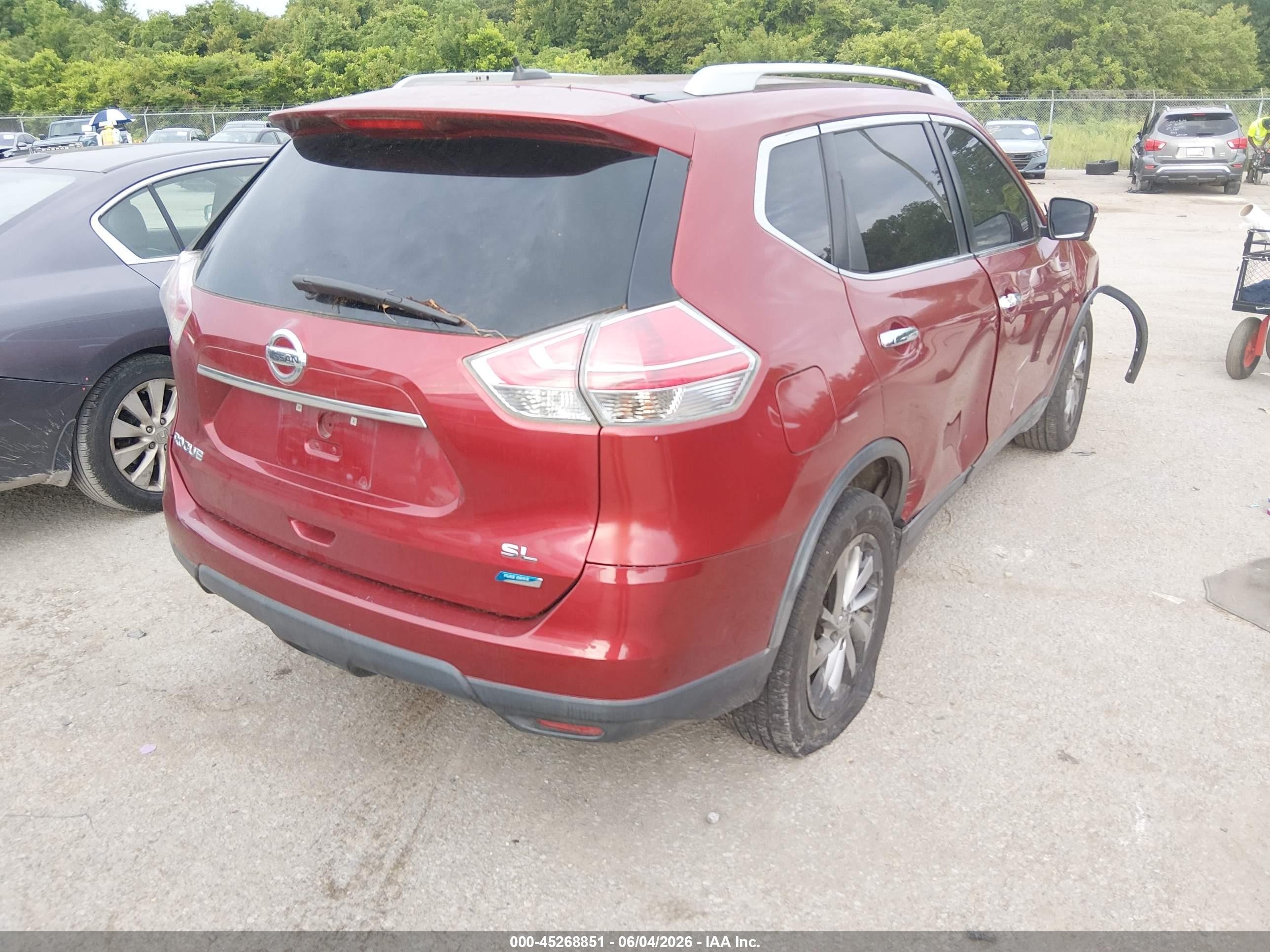 2014 Nissan Rogue Sl Red vin: 5N1AT2MT2EC752411
