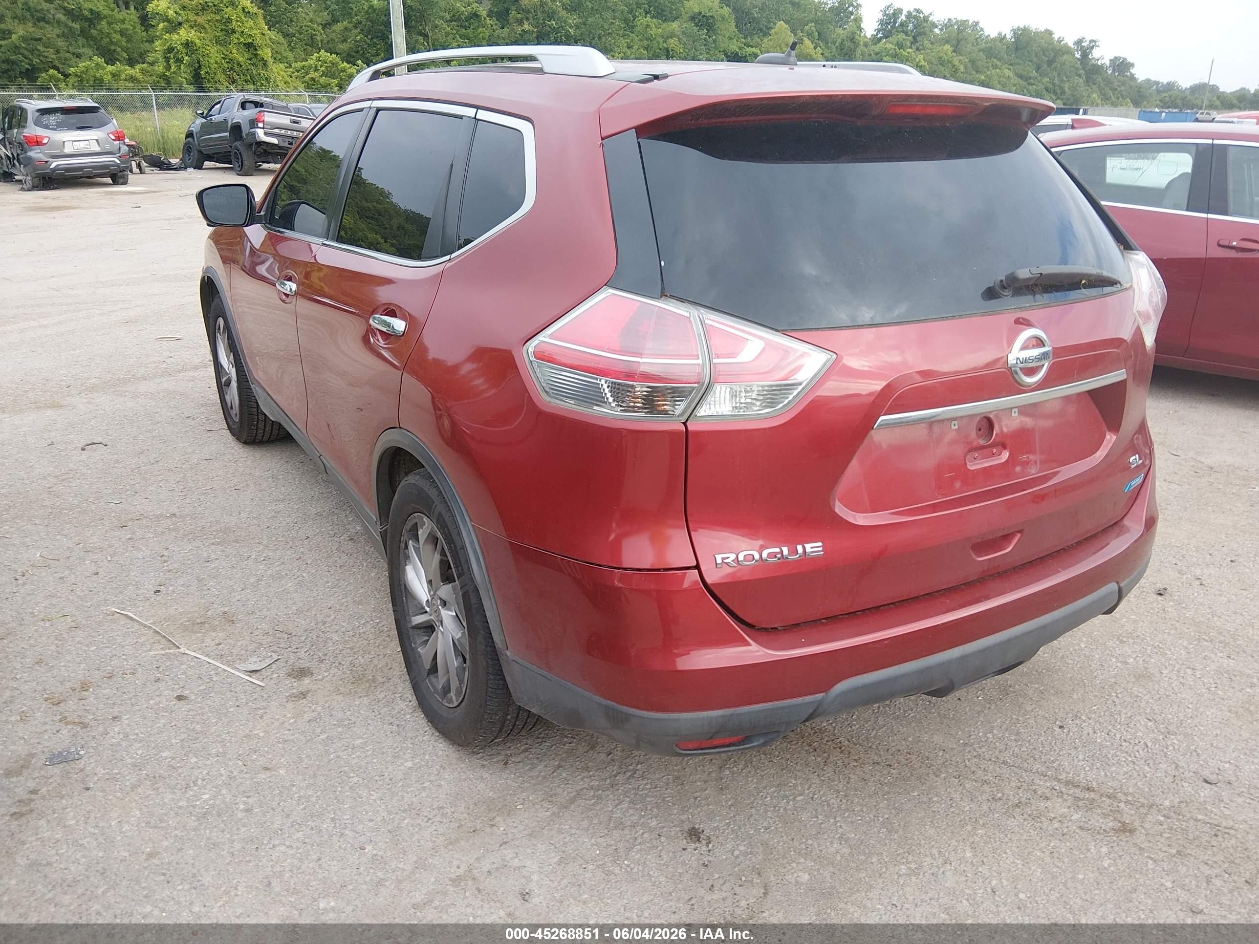 2014 Nissan Rogue Sl Red vin: 5N1AT2MT2EC752411