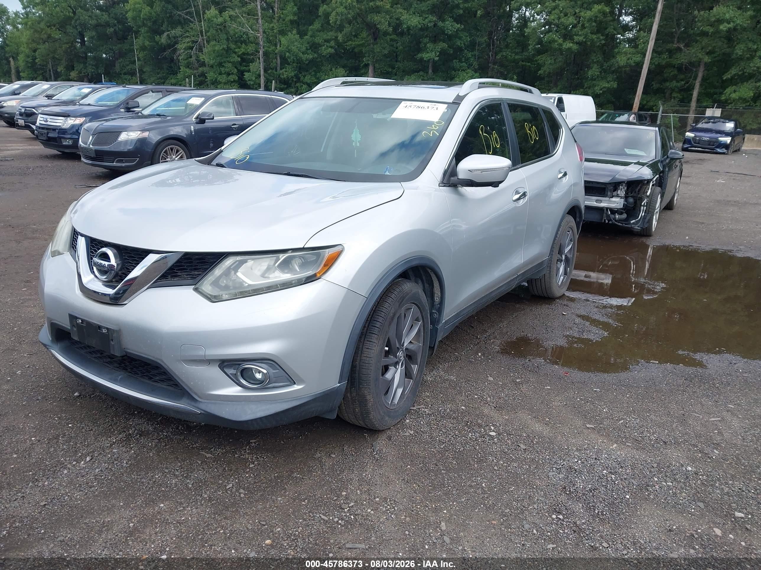 2014 Nissan Rogue Sl Silver vin: 5N1AT2MT2EC783304