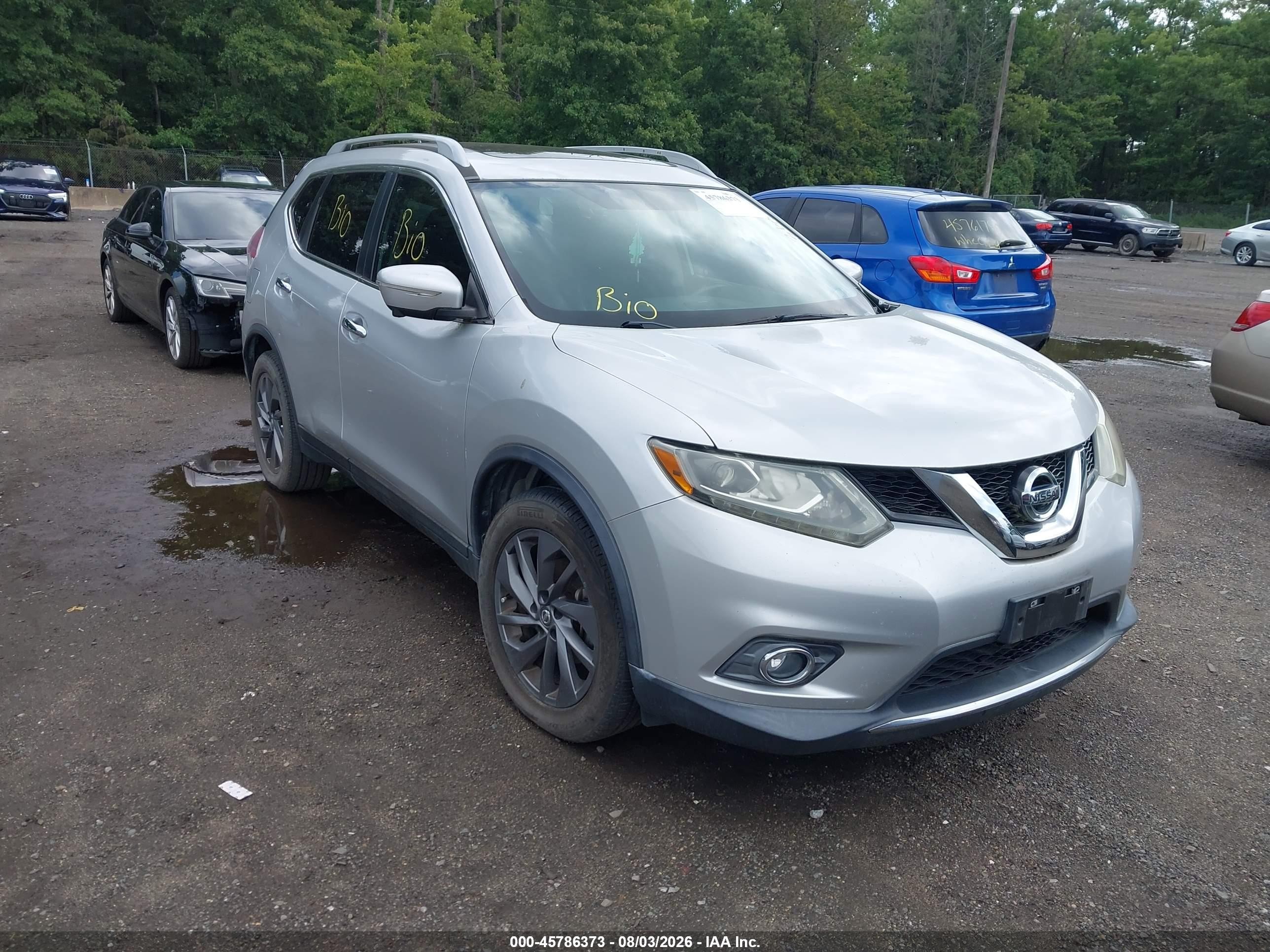 2014 Nissan Rogue Sl Silver vin: 5N1AT2MT2EC783304