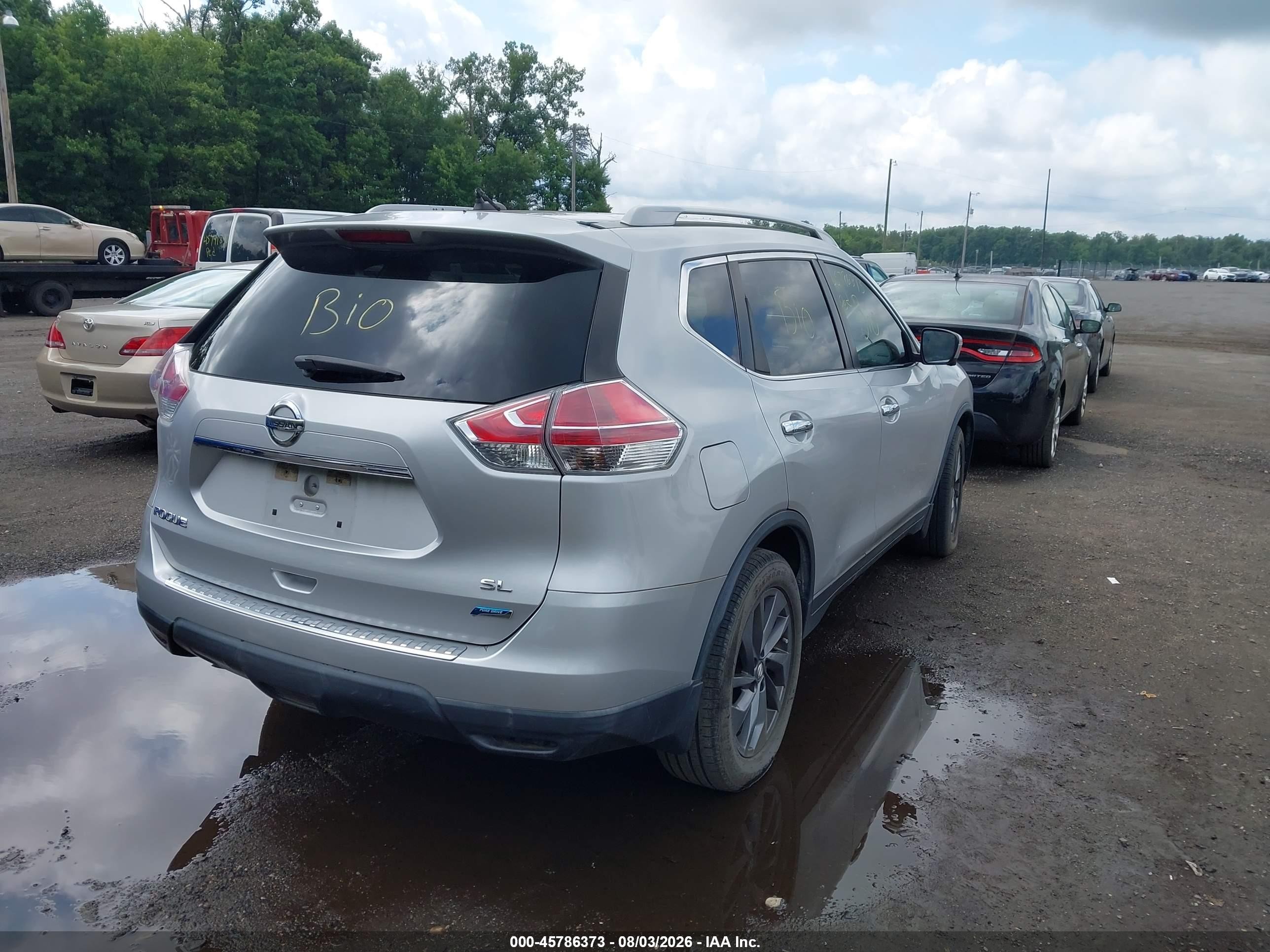2014 Nissan Rogue Sl Silver vin: 5N1AT2MT2EC783304