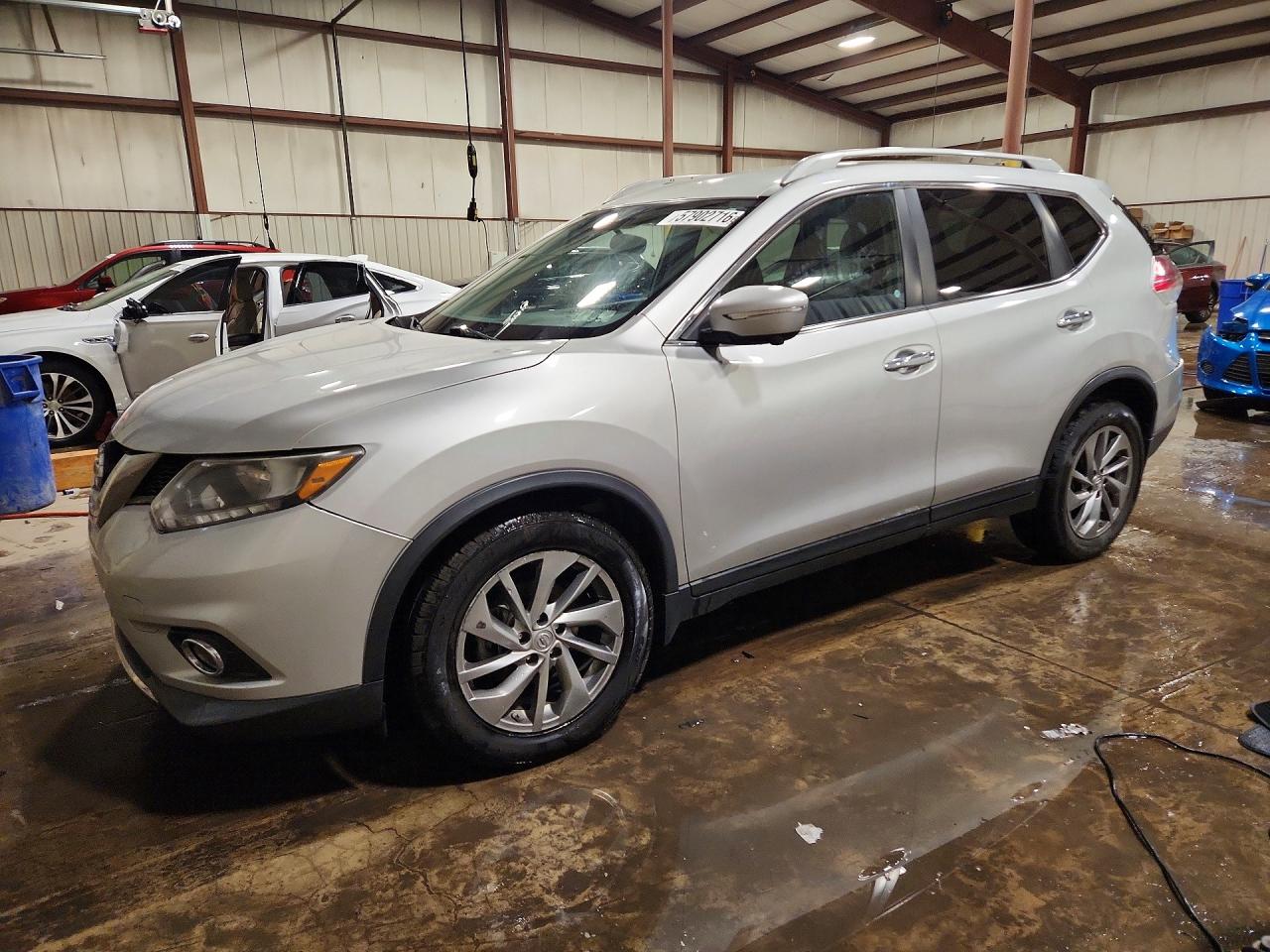 2014 Nissan Rogue Sl Silver vin: 5N1AT2MT2EC805270