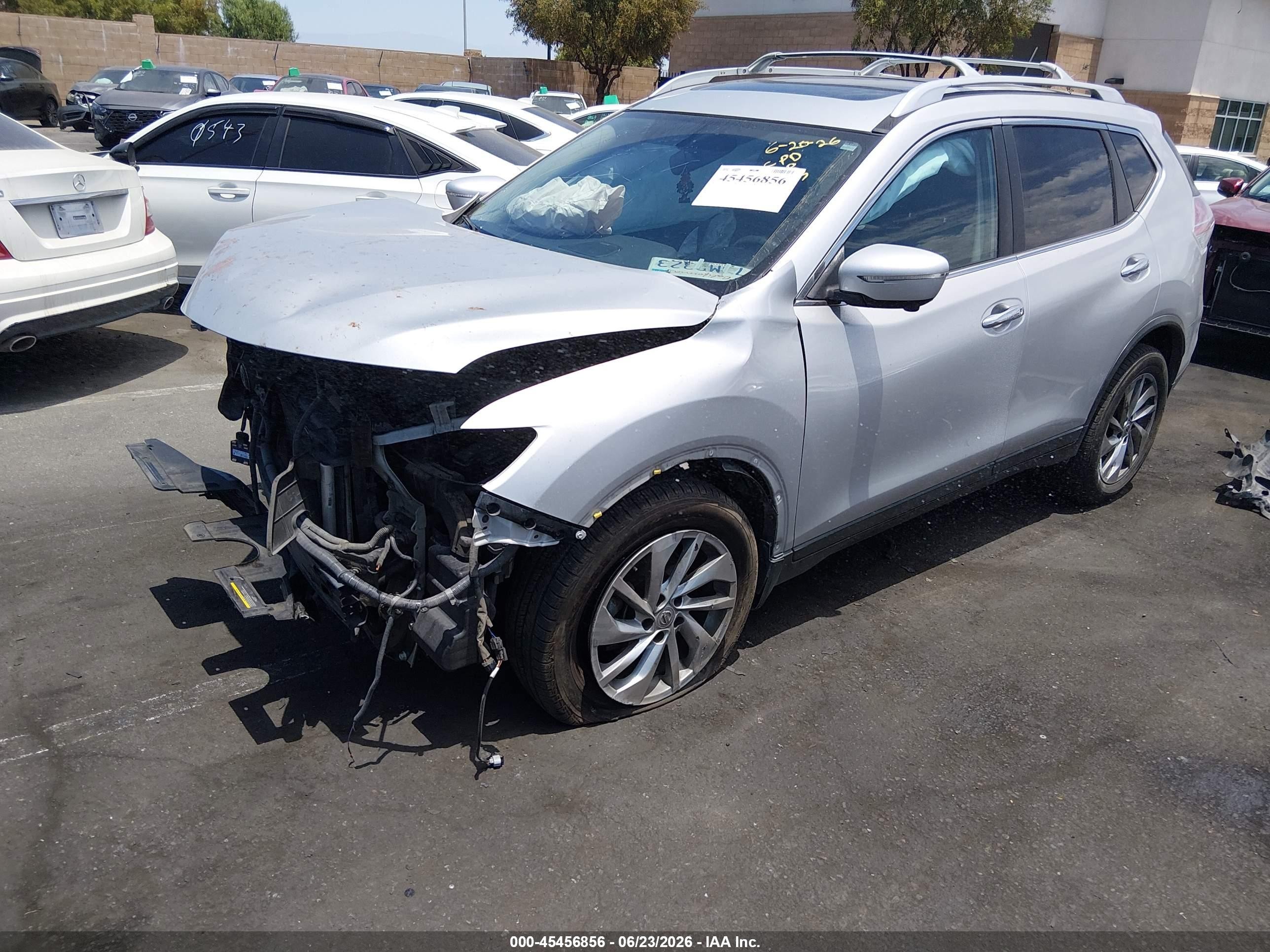2014 Nissan Rogue Sl Silver vin: 5N1AT2MT2EC849852
