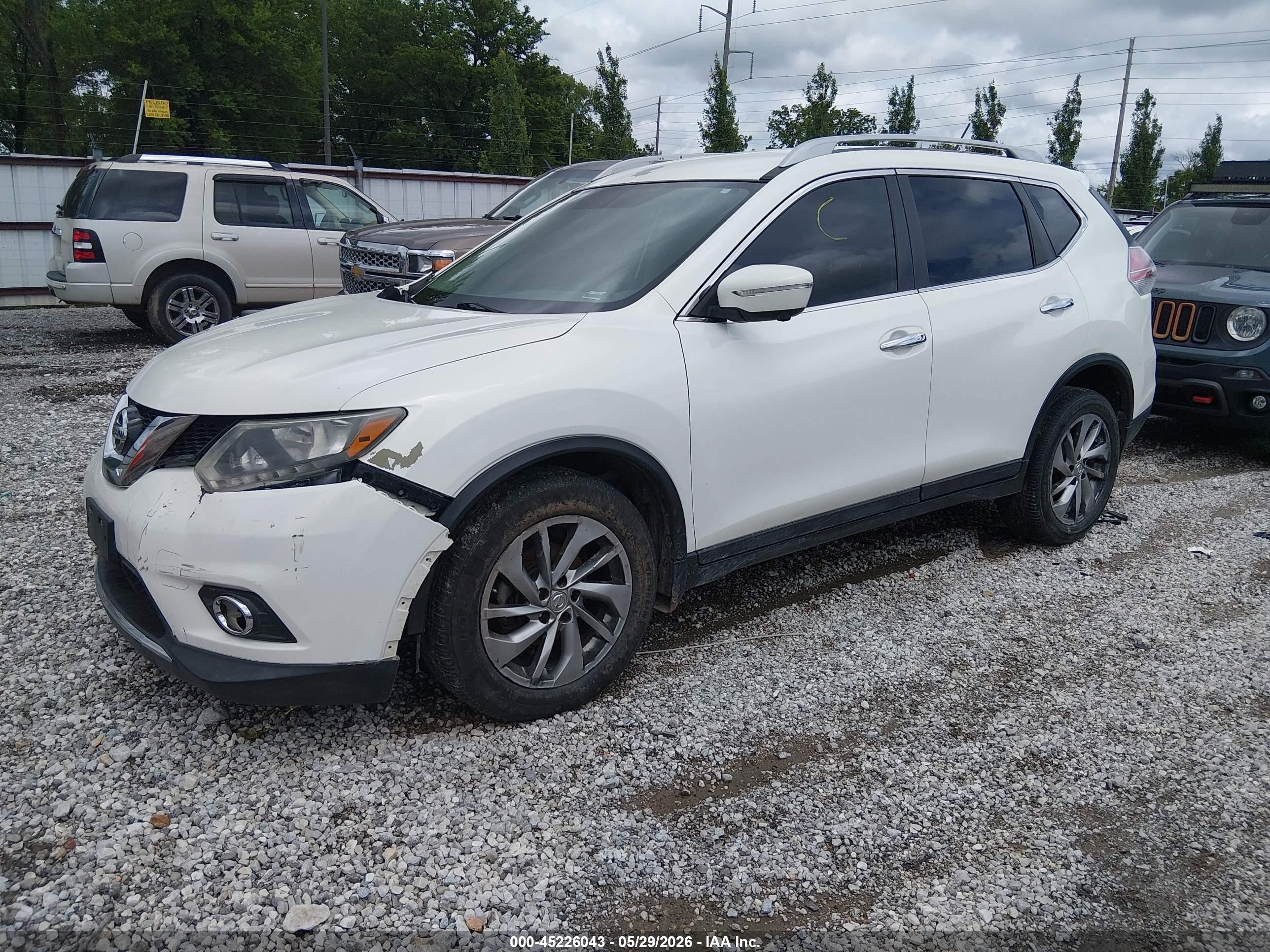 2014 Nissan Rogue Sl White vin: 5N1AT2MT2EC855201