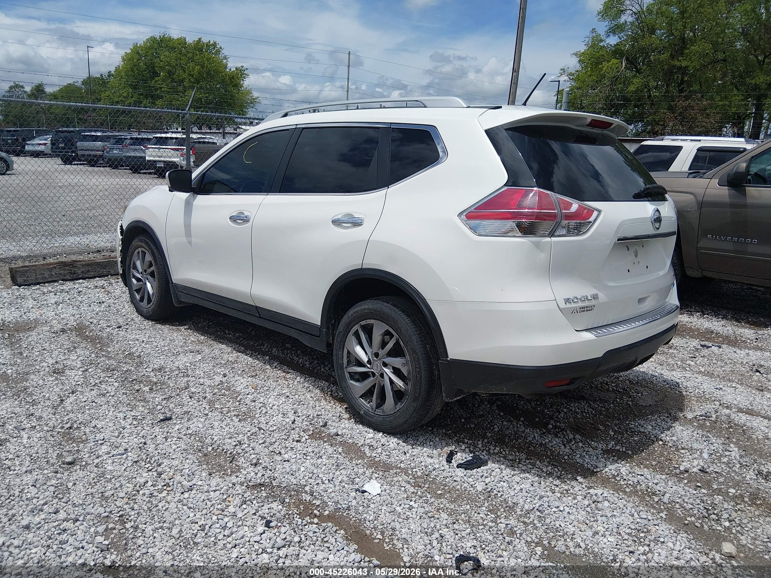 2014 Nissan Rogue Sl White vin: 5N1AT2MT2EC855201