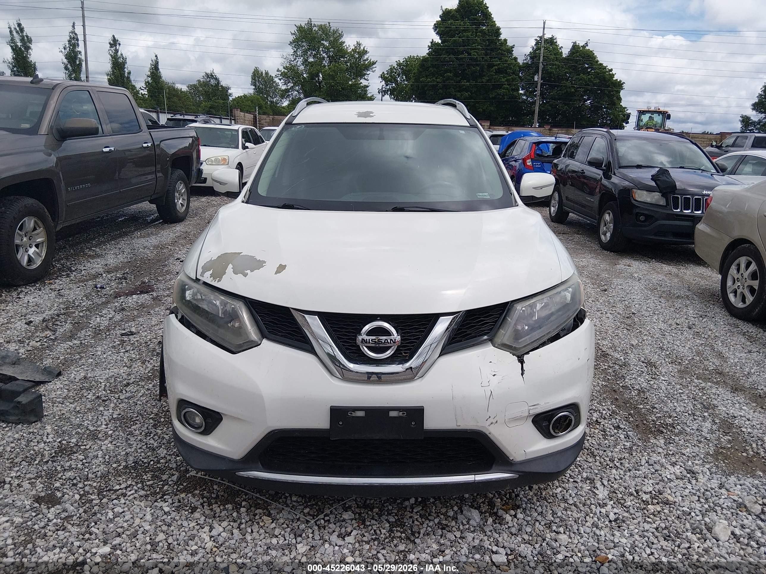 2014 Nissan Rogue Sl White vin: 5N1AT2MT2EC855201