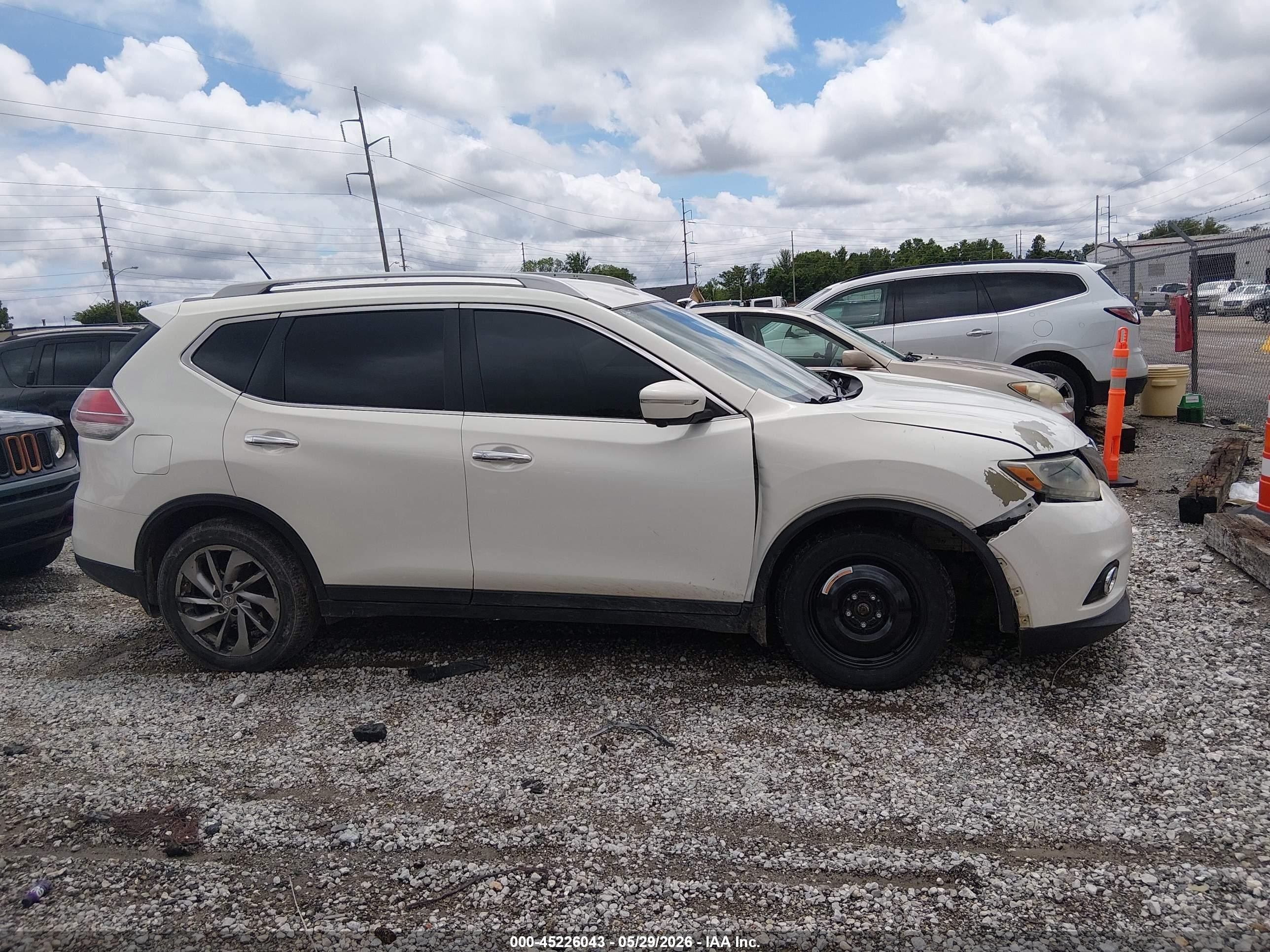 2014 Nissan Rogue Sl White vin: 5N1AT2MT2EC855201