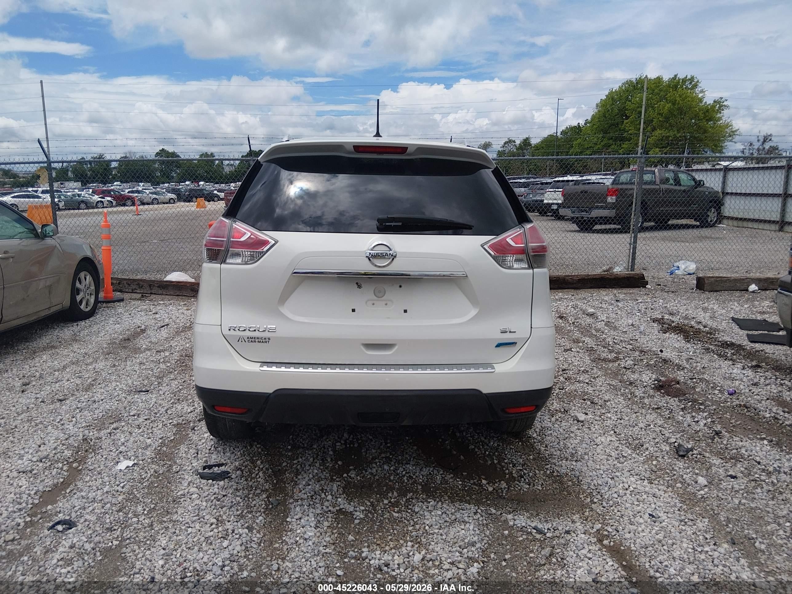2014 Nissan Rogue Sl White vin: 5N1AT2MT2EC855201