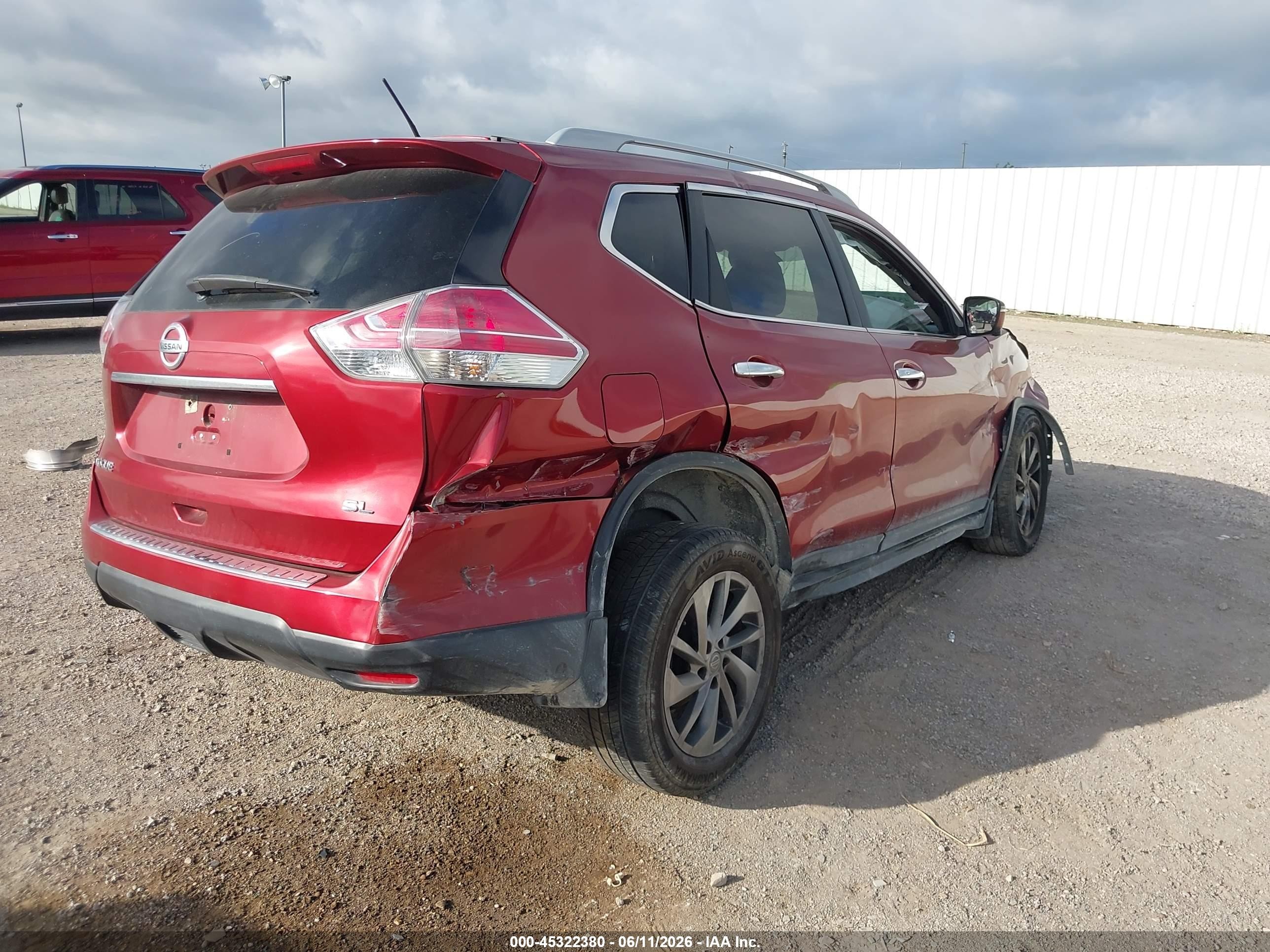 2015 Nissan Rogue Sl Red vin: 5N1AT2MT2FC812575