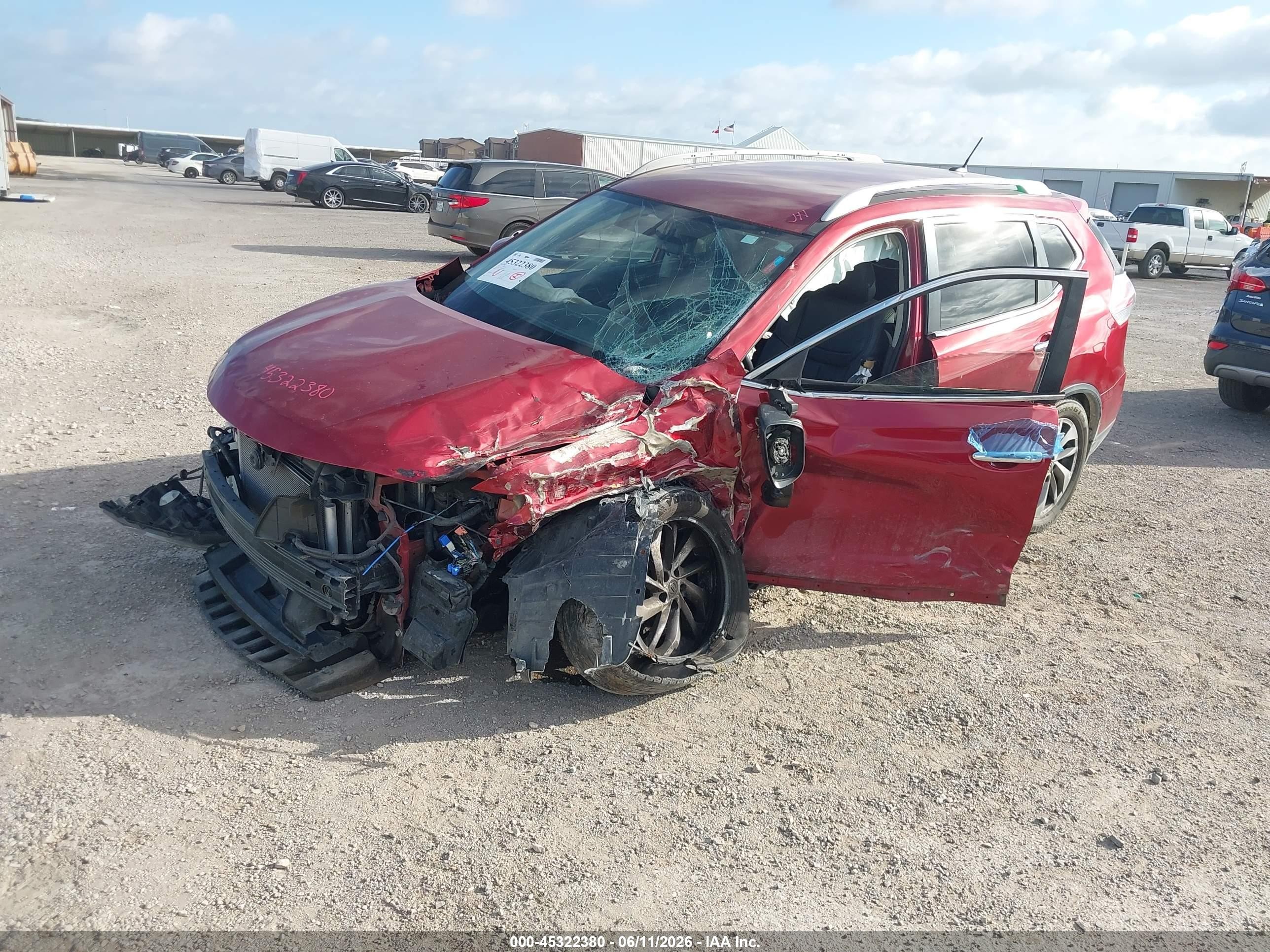 2015 Nissan Rogue Sl Red vin: 5N1AT2MT2FC812575