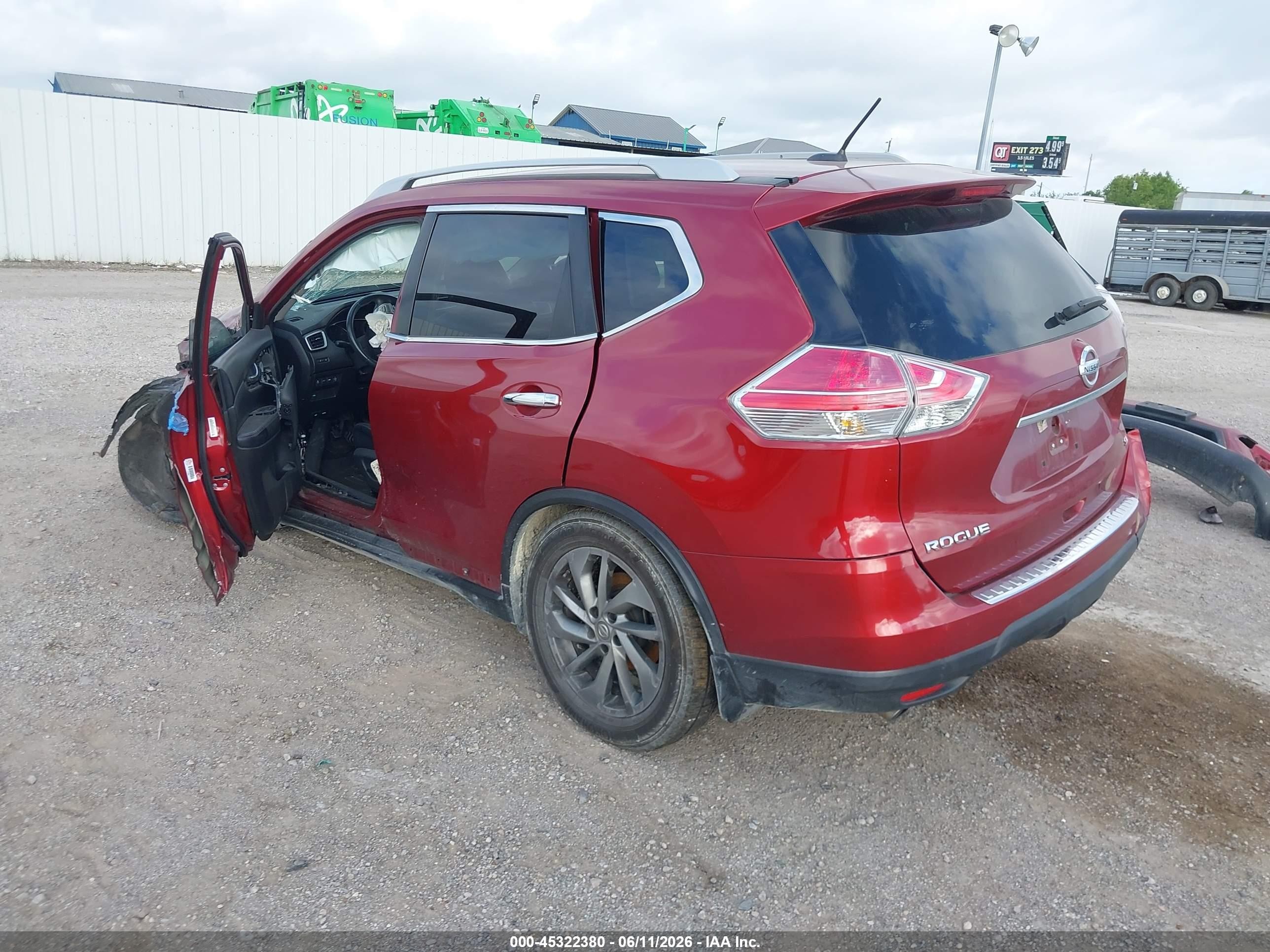 2015 Nissan Rogue Sl Red vin: 5N1AT2MT2FC812575