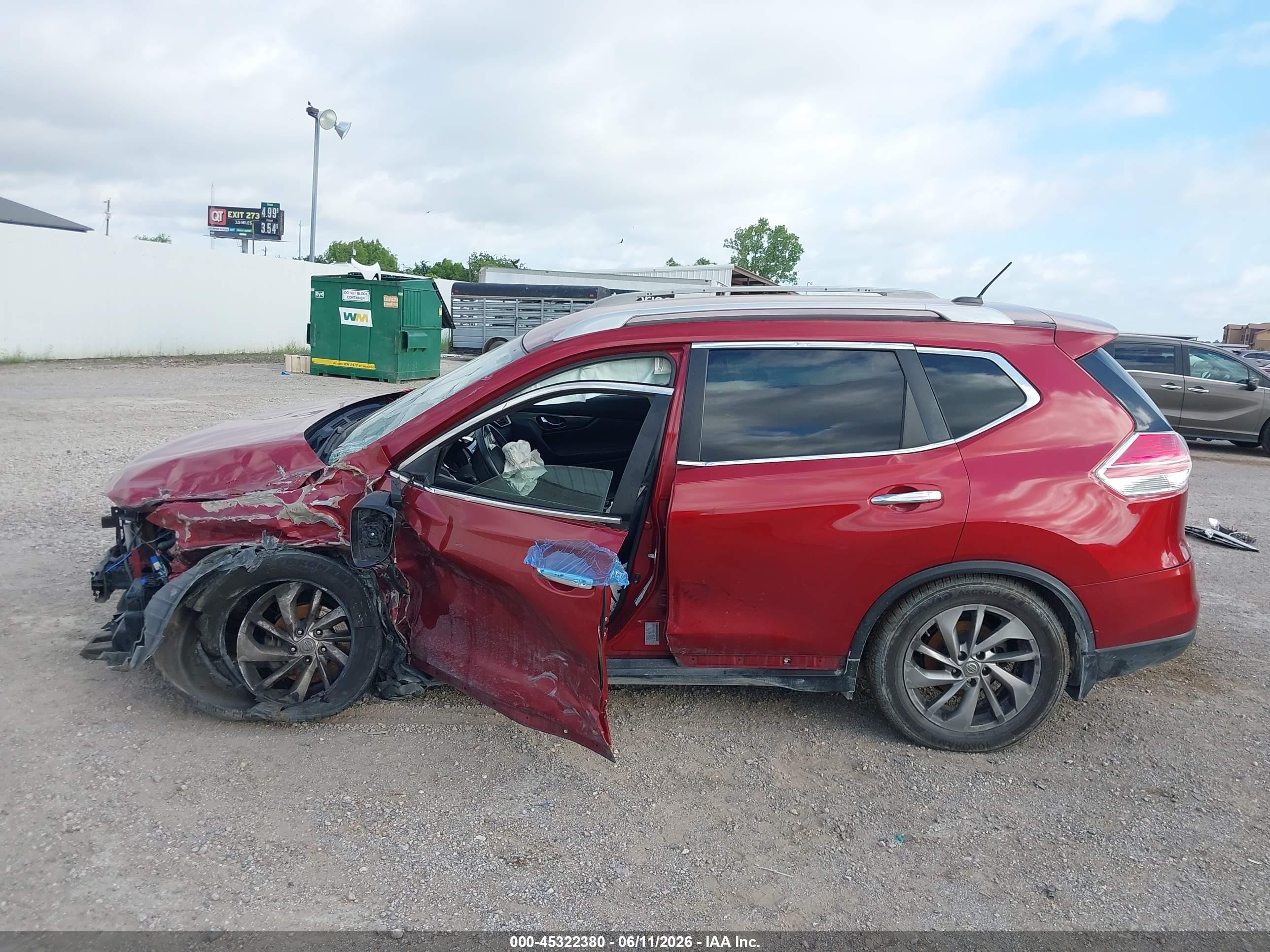 2015 Nissan Rogue Sl Red vin: 5N1AT2MT2FC812575
