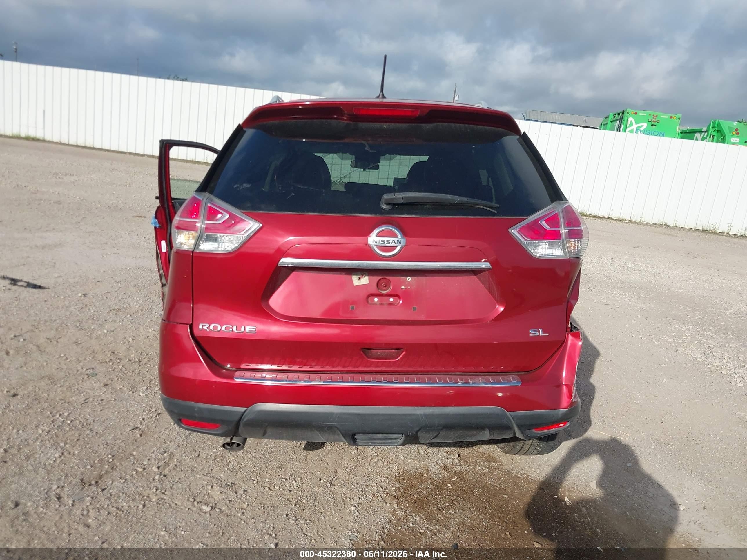 2015 Nissan Rogue Sl Red vin: 5N1AT2MT2FC812575