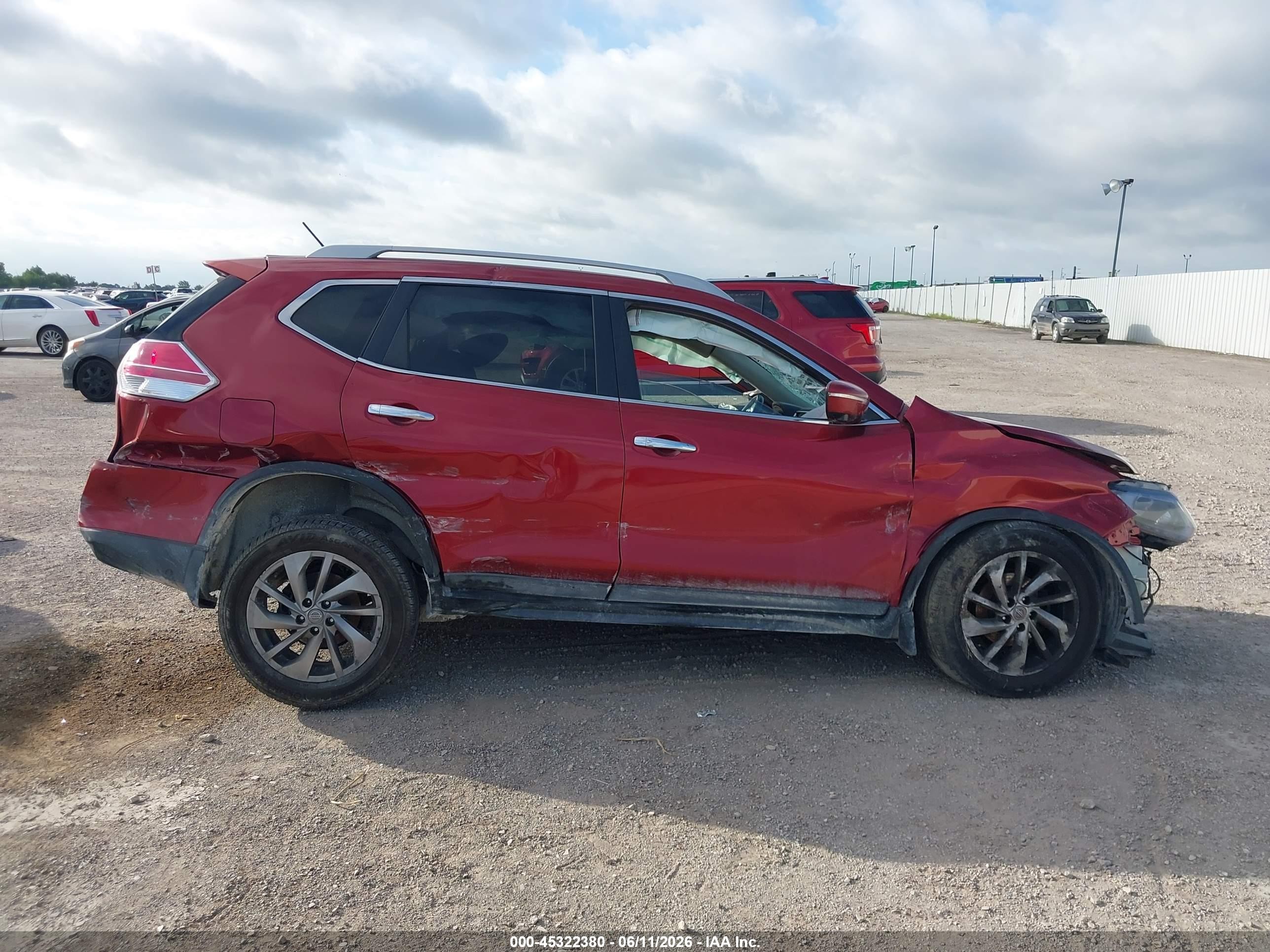 2015 Nissan Rogue Sl Red vin: 5N1AT2MT2FC812575