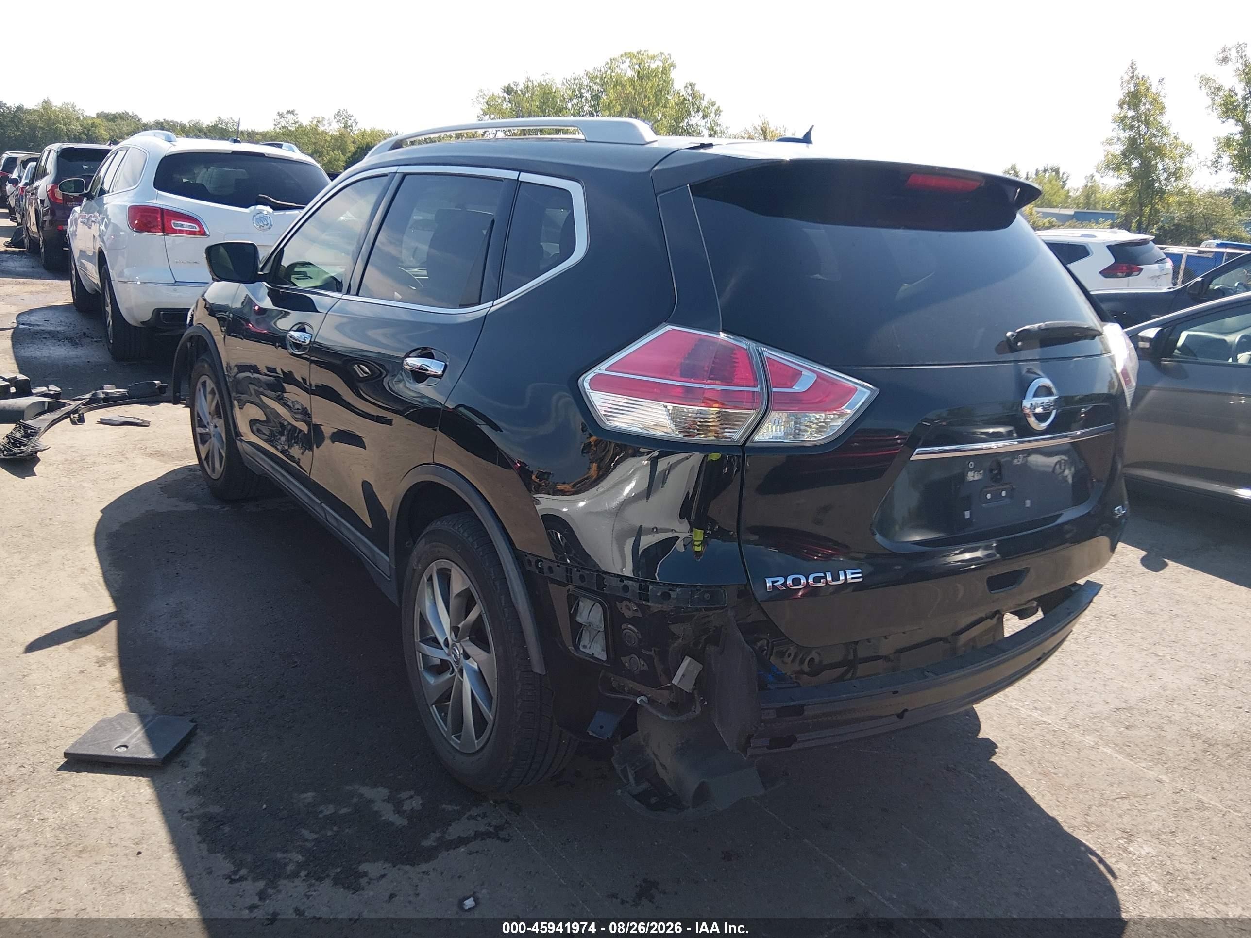 2015 Nissan Rogue Sl Black vin: 5N1AT2MT2FC813533