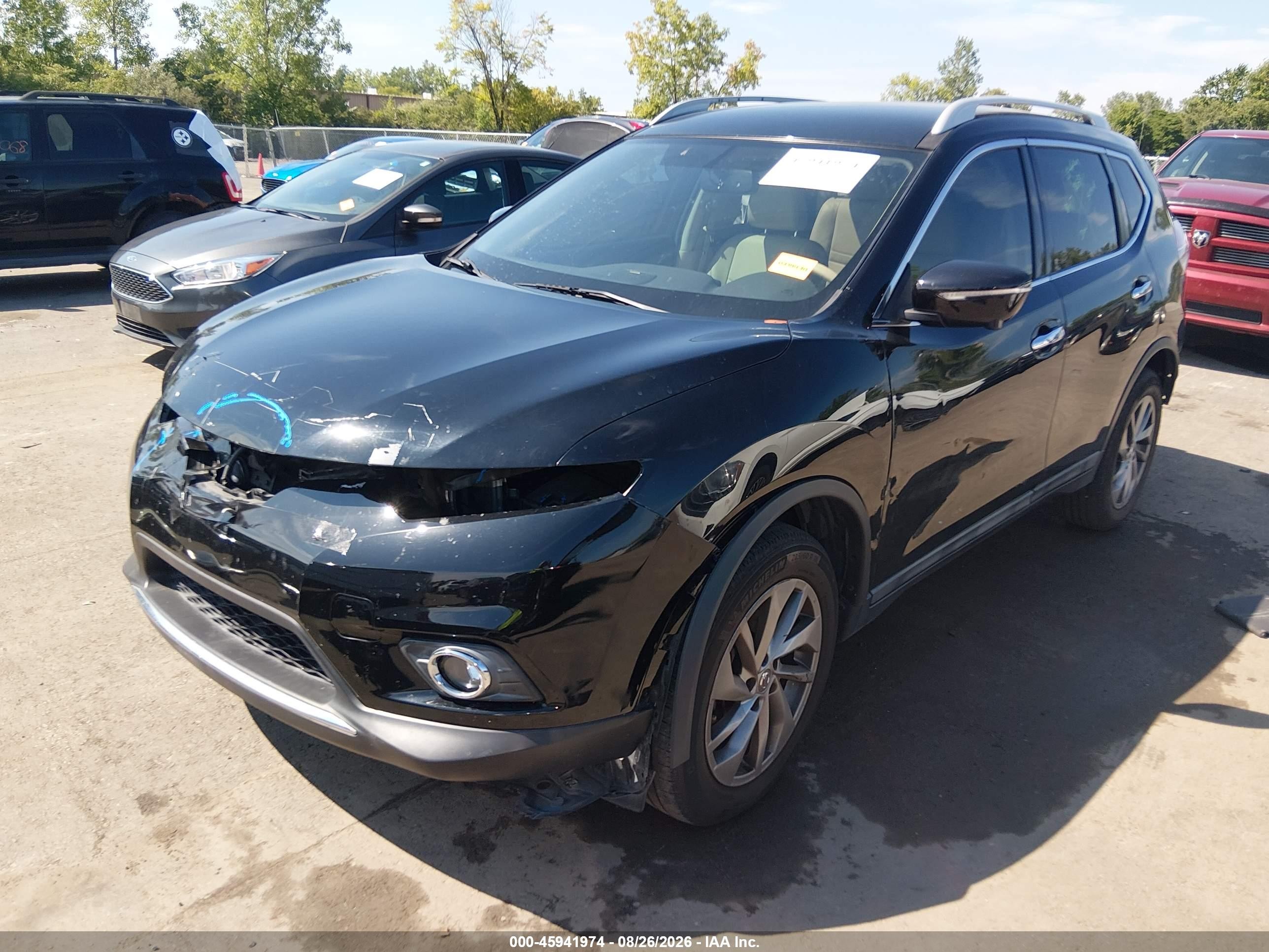 2015 Nissan Rogue Sl Black vin: 5N1AT2MT2FC813533