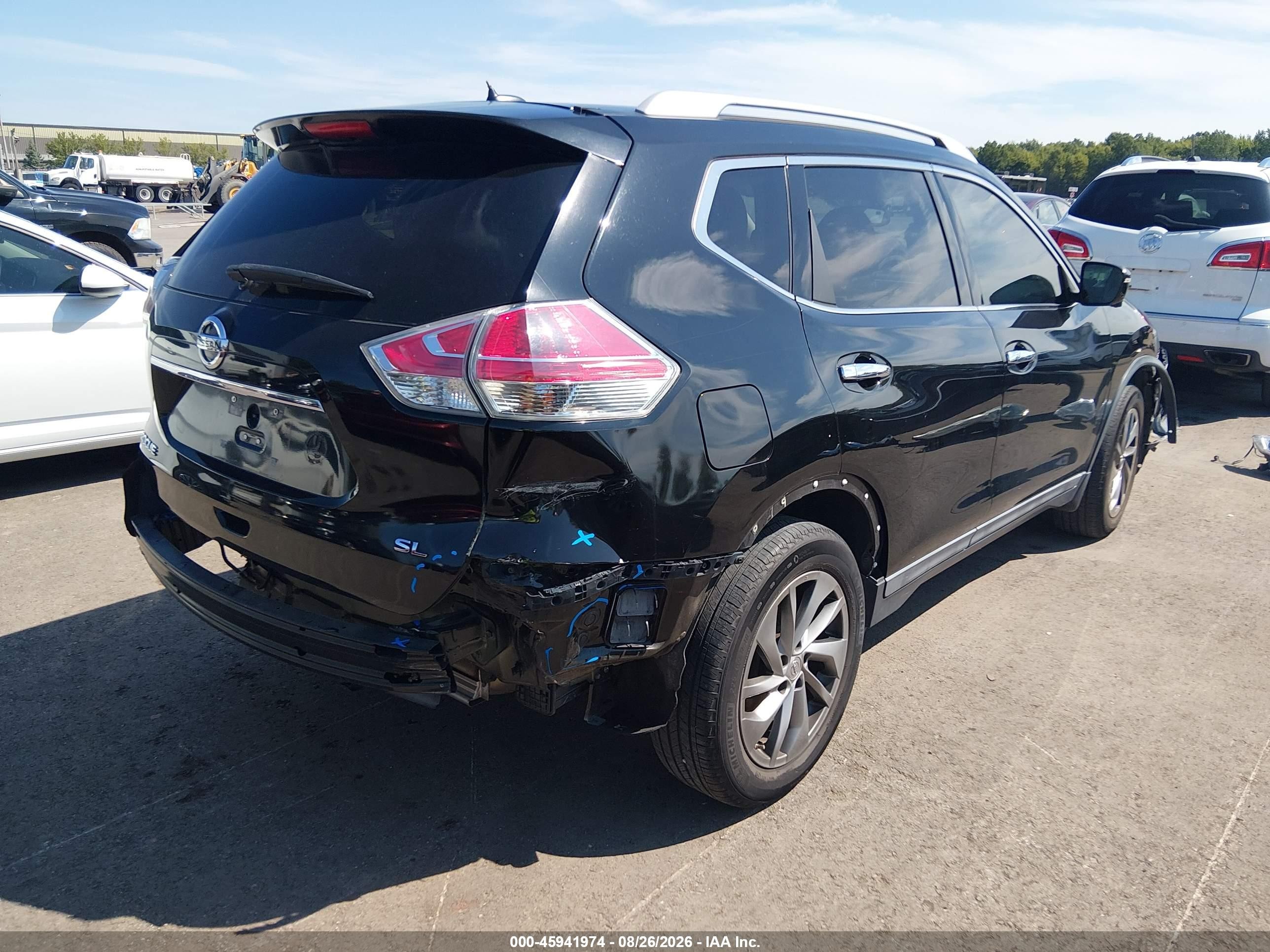 2015 Nissan Rogue Sl Black vin: 5N1AT2MT2FC813533