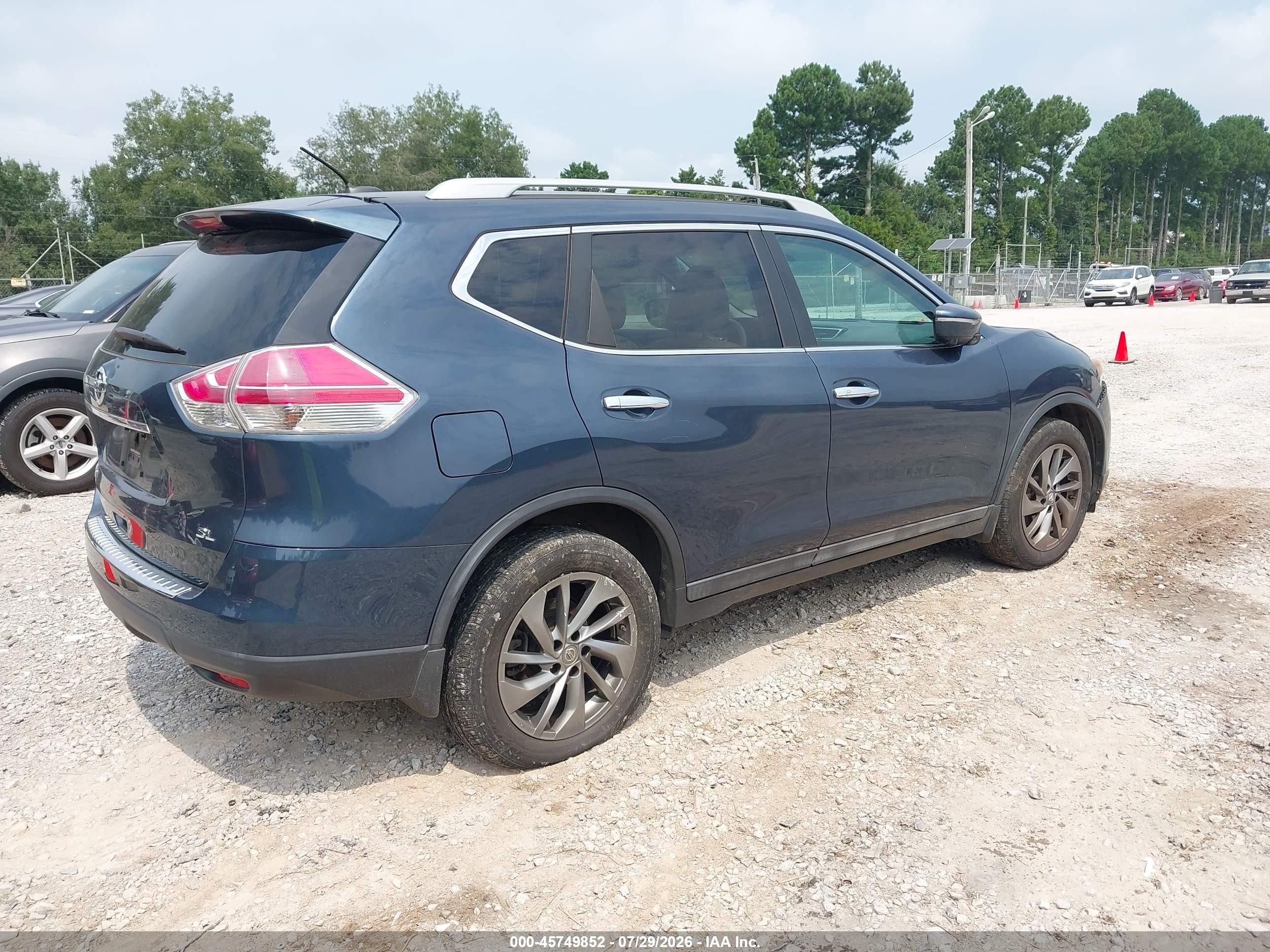 2015 Nissan Rogue Sl Синий vin: 5N1AT2MT2FC866538