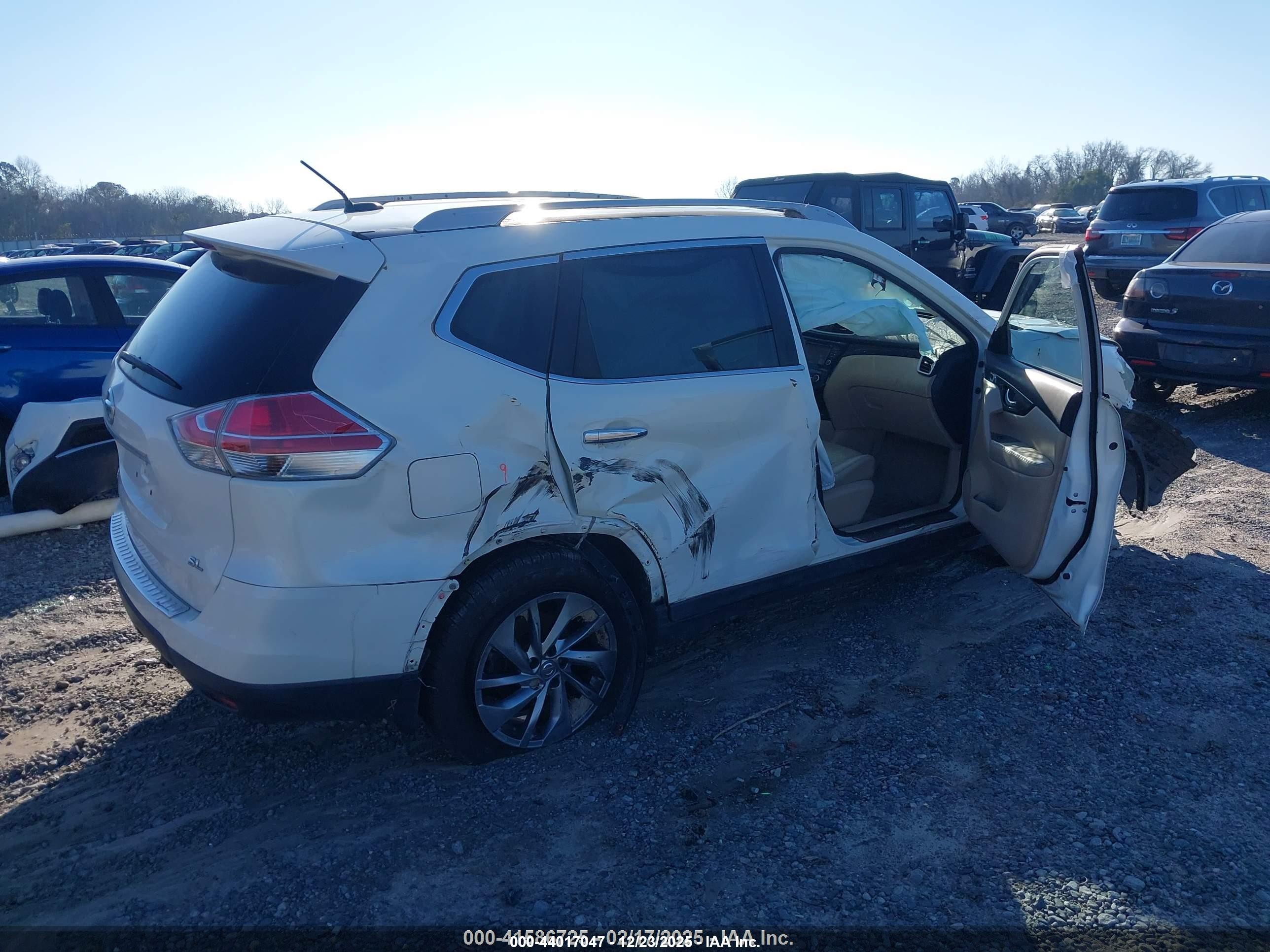 2015 Nissan Rogue Sl White vin: 5N1AT2MT2FC901563