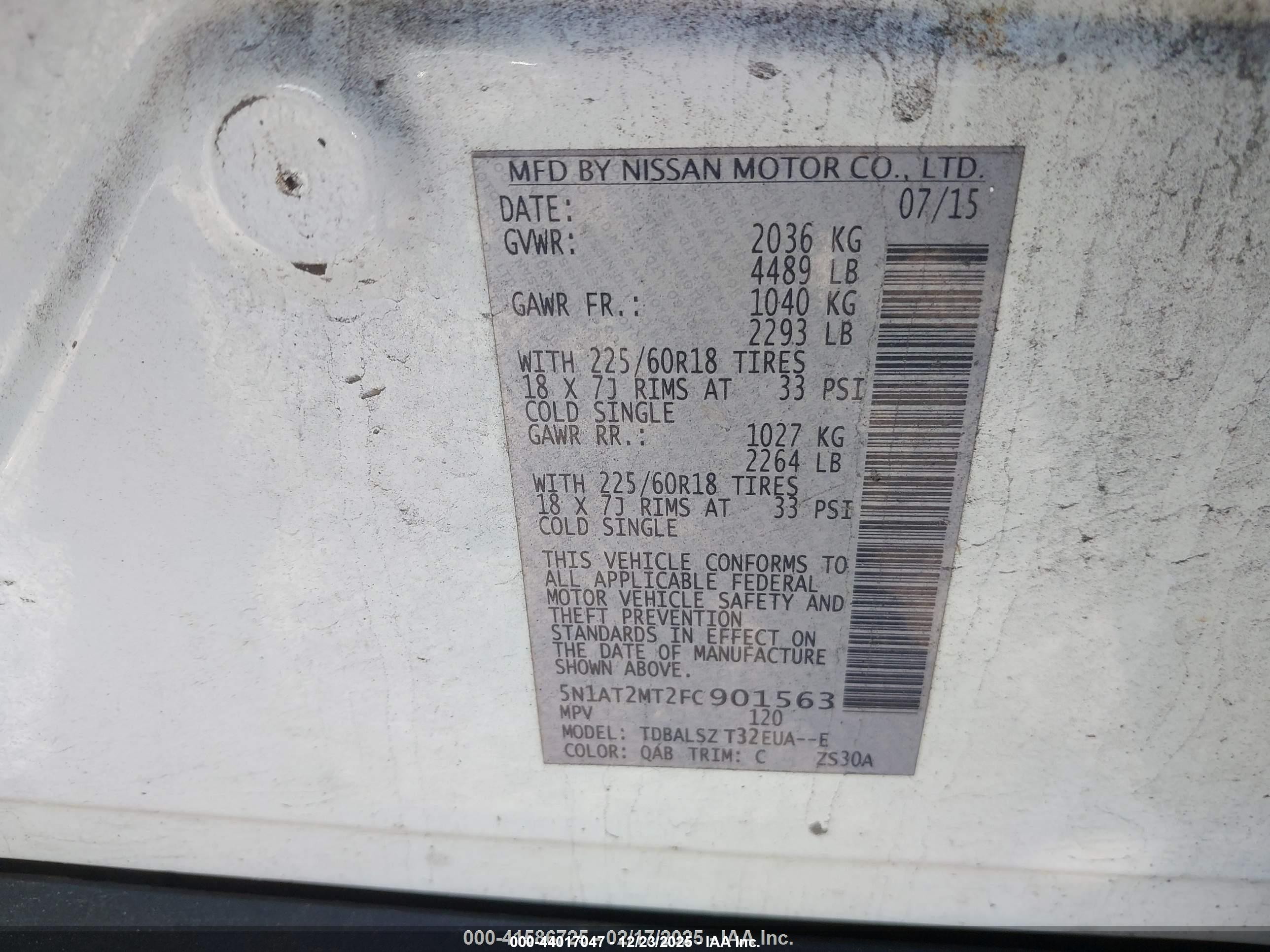 2015 Nissan Rogue Sl White vin: 5N1AT2MT2FC901563