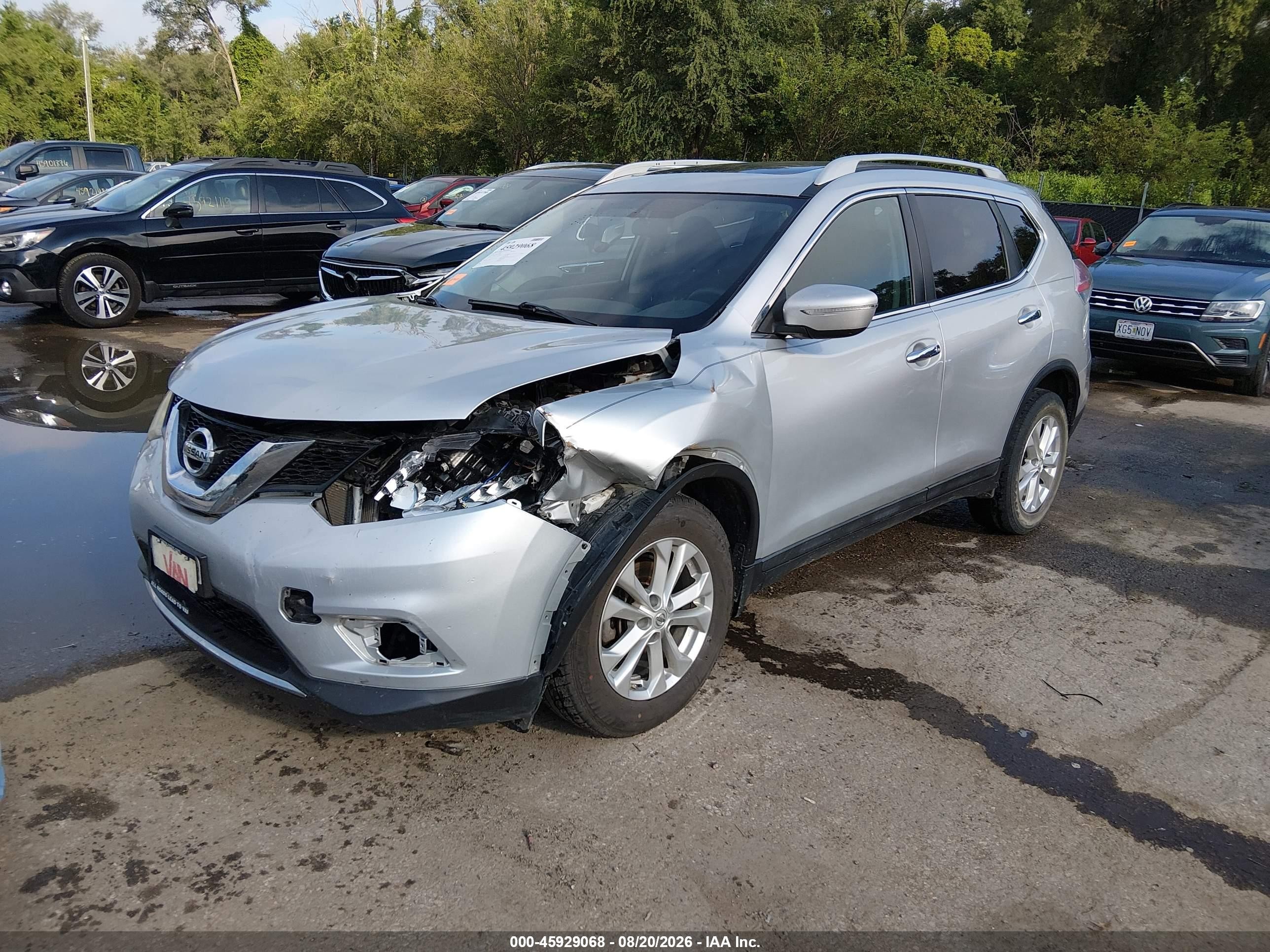 2015 Nissan Rogue Sv Silver vin: 5N1AT2MT2FC909629