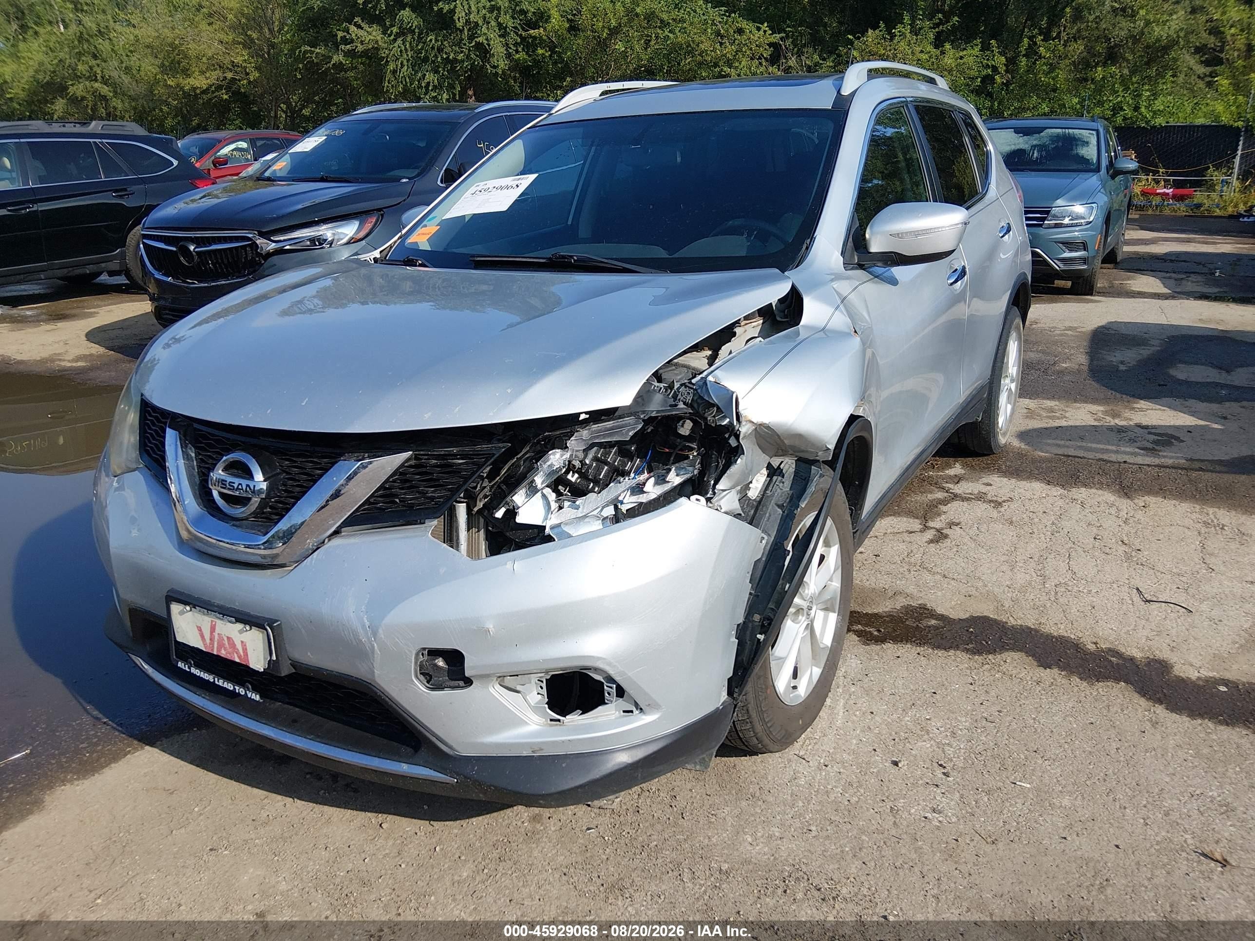 2015 Nissan Rogue Sv Silver vin: 5N1AT2MT2FC909629